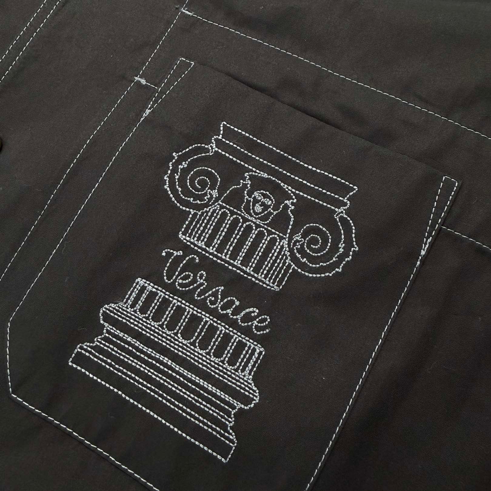 VERSACE 2023SS La Colonna Embroidered Short Sleeve Shirt 1009922 1A07136 Size 48 ヴェルサーチェ ラ・コロンナ エンブロイダリー ショートスリーブシャツ サイズ48