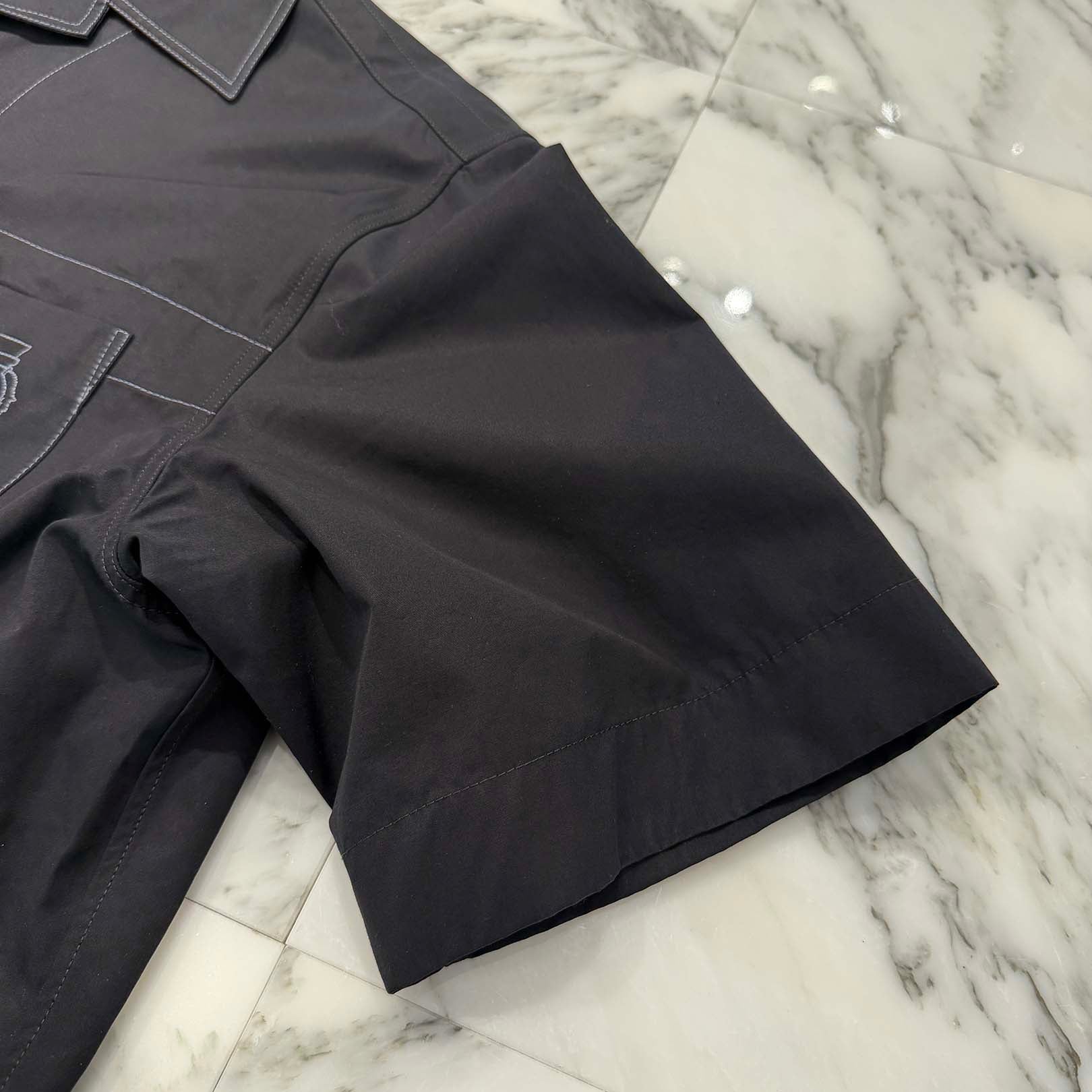 VERSACE 2023SS La Colonna Embroidered Short Sleeve Shirt 1009922 1A07136 Size 48 ヴェルサーチェ ラ・コロンナ エンブロイダリー ショートスリーブシャツ サイズ48