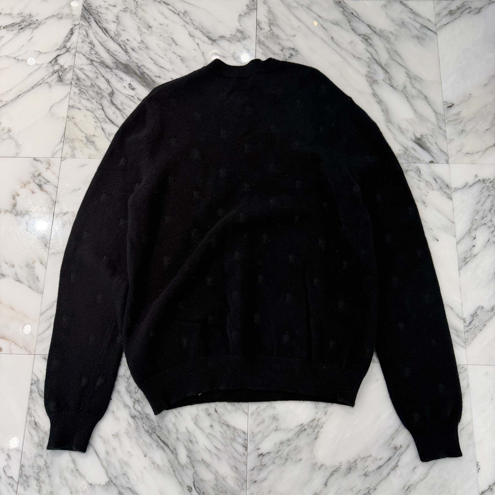 LOUIS VUITTON 2024SS Embroidery Signature LV Logo Wool Crew Neck Knit Sweater RM241 H56 HQN86W Size L ルイヴィトン エンブロイダリー シグネチャー LVロゴ ウール クルーネック ニットセーター サイズL