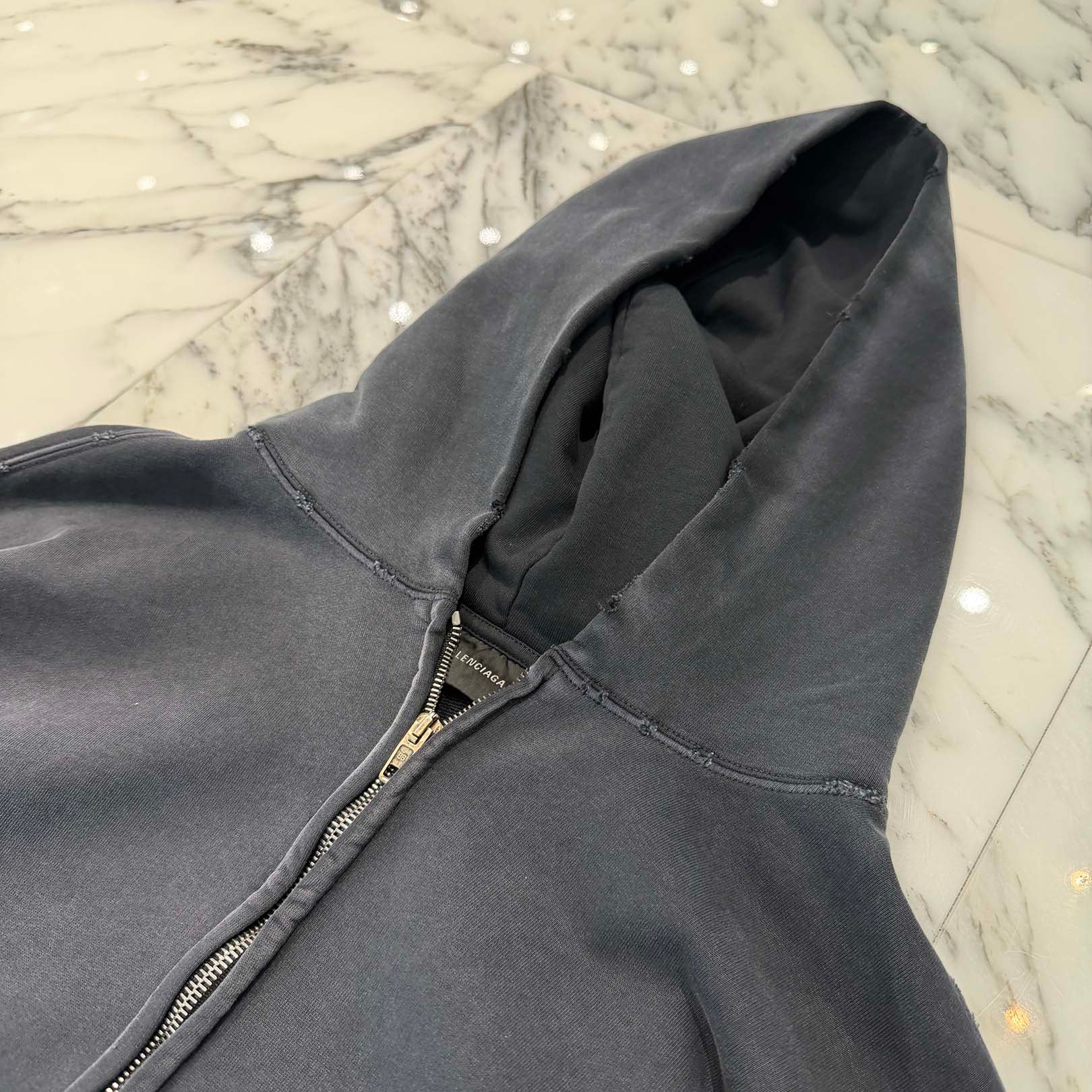 BALENCIAGA 2023SS Tape Type Ripped Pocket Zip Up Hoodie 744451 T0VB1 Size S バレンシアガ テープタイプ リップド ポケット ジップアップ フーディ サイズS