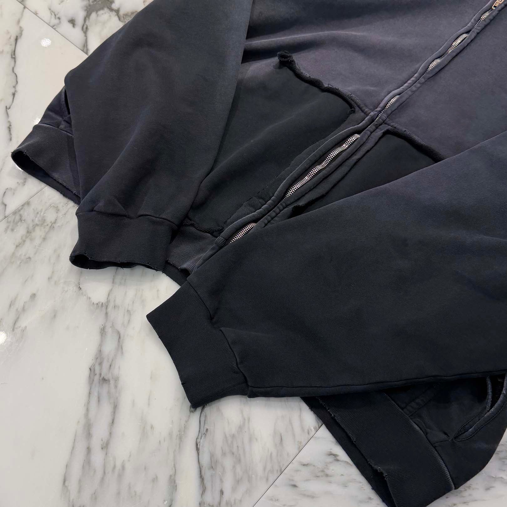 BALENCIAGA 2023SS Tape Type Ripped Pocket Zip Up Hoodie 744451 T0VB1 Size S バレンシアガ テープタイプ リップド ポケット ジップアップ フーディ サイズS