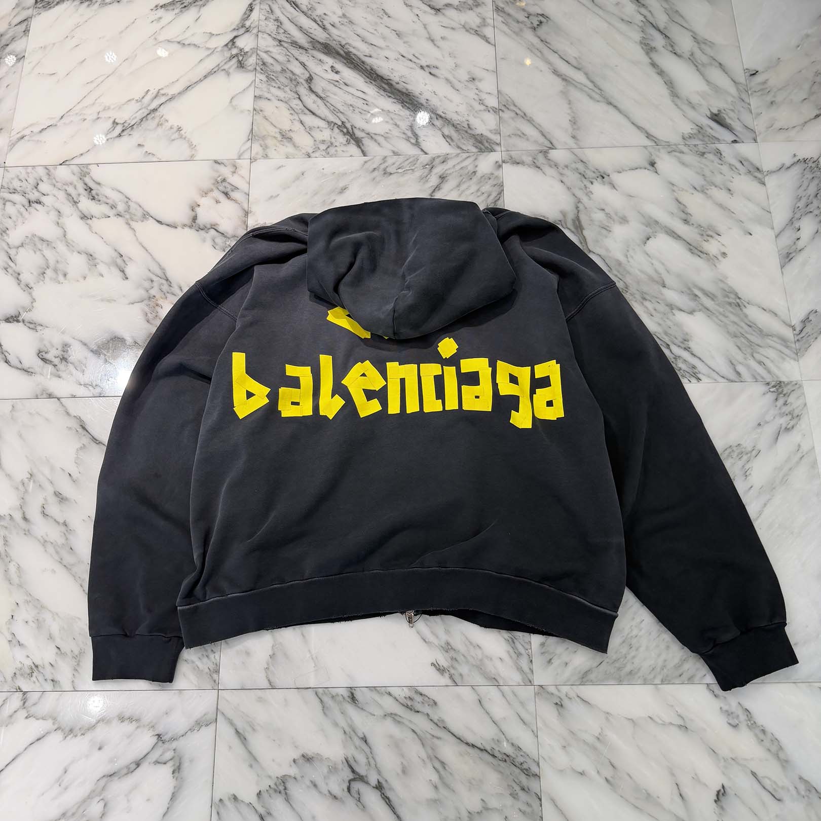 BALENCIAGA 2023SS Tape Type Ripped Pocket Zip Up Hoodie 744451 T0VB1 Size S バレンシアガ テープタイプ リップド ポケット ジップアップ フーディ サイズS