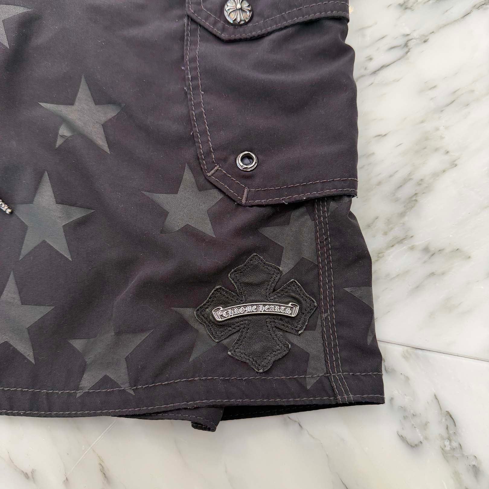 CHROME HEARTS 1 Cross Leather Patch Star Surf Short Pants Size 31 クロムハーツ 1 クロス レザーパッチ スターサーフショートパンツ サイズ31