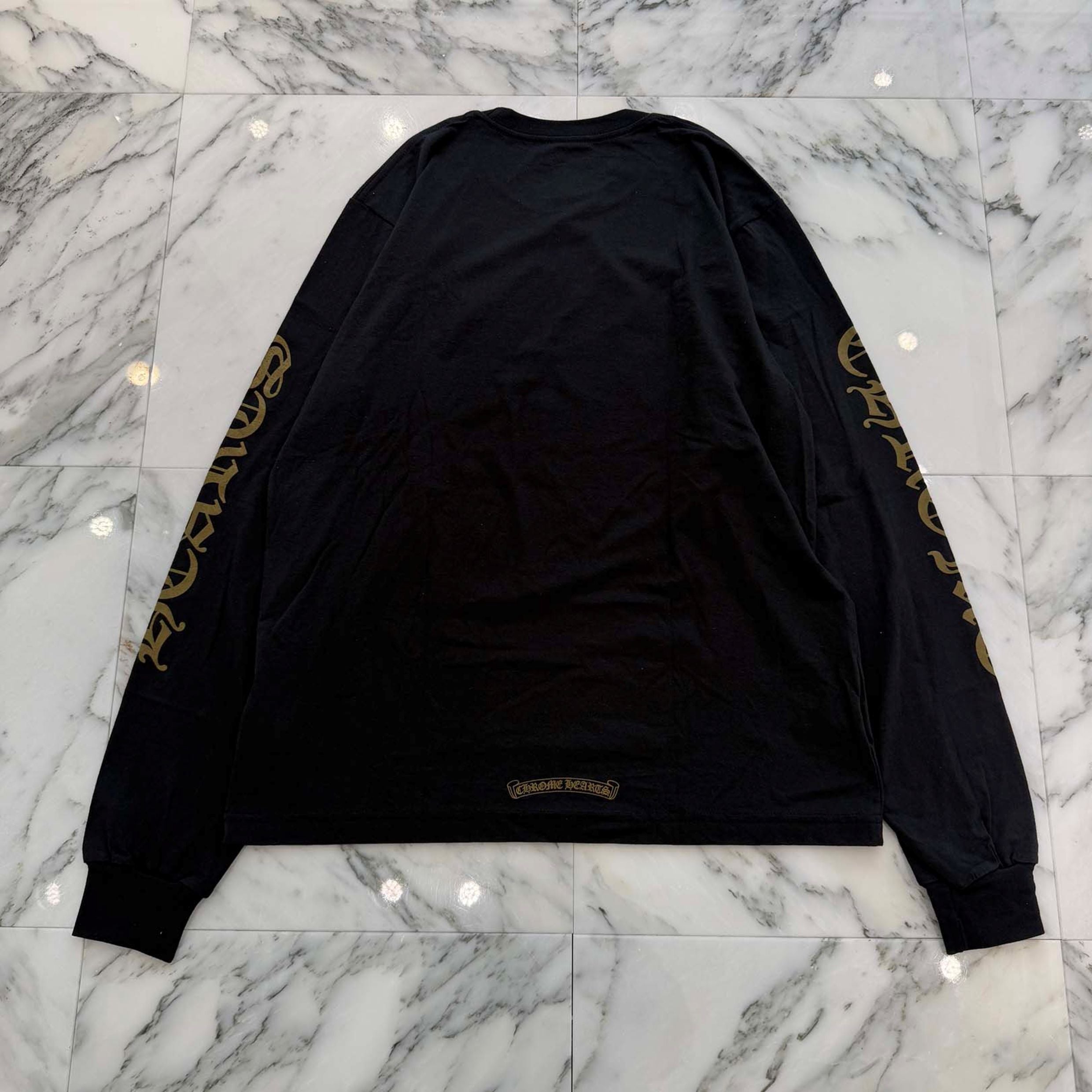 CHROME HEARTS 2026SS Old English Gold Neck Logo Long Sleeve Tee Size M クロムハーツ オールドイングリッシュ ゴールド ネックロゴ ロングスリーブTシャツ サイズM