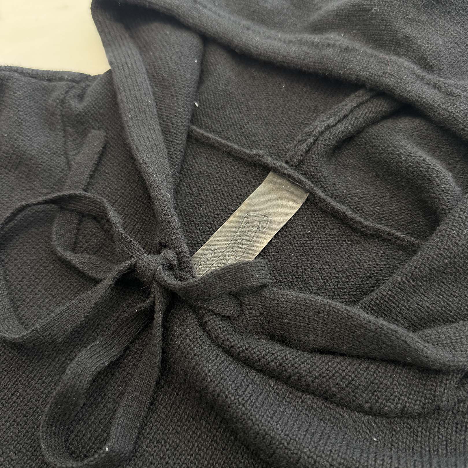 CHROME HEARTS Y NOT Leather Cross Patch Cashmere Knit Pullover Hoodie Size L クロムハーツ ワイノット レザークロスパッチ カシミヤニット プルオーバーフーディ サイズL