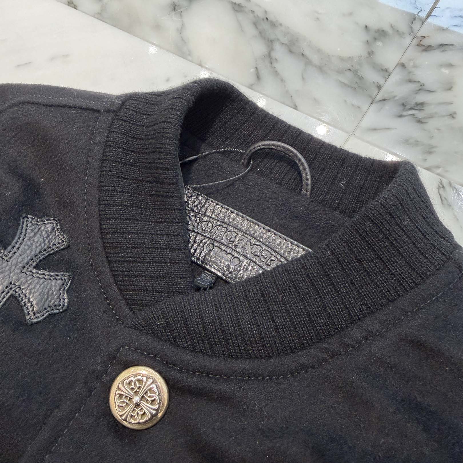 CHROME HEARTS LETTERMAN Cemetery Cross Patch Blouson Jacket Size M クロムハーツ レターマン セメタリークロスパッチ ブルゾンジャケット サイズM