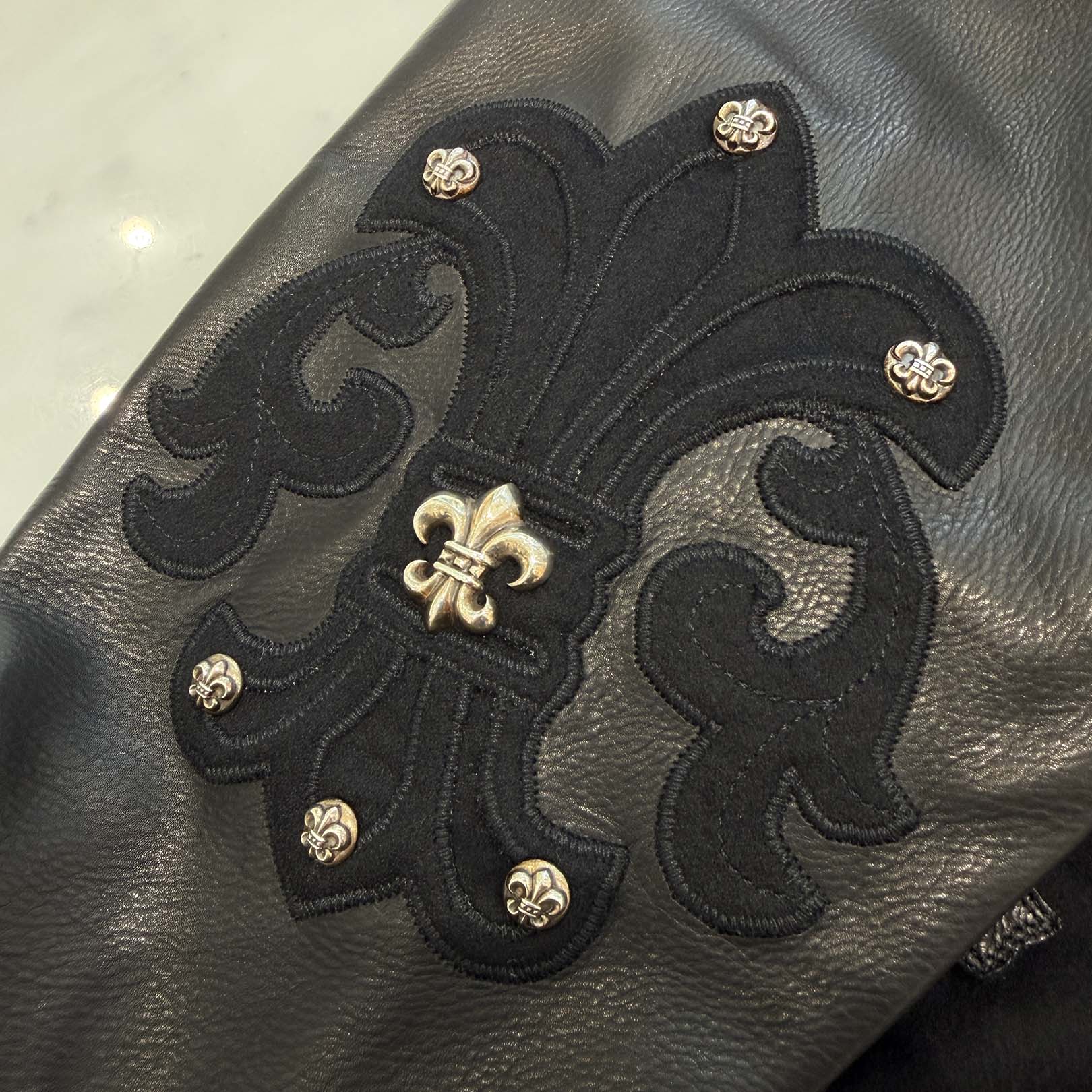 CHROME HEARTS LETTERMAN Cemetery Cross Patch Blouson Jacket Size M クロムハーツ レターマン セメタリークロスパッチ ブルゾンジャケット サイズM
