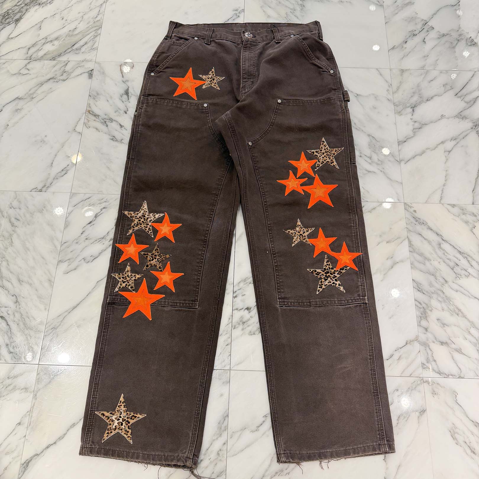 CHROME HEARTS × Carhartt VNTG Leather Star Patch Double Knee Painter Pants Size 33 クロムハーツ × カーハート ヴィンテージ レザースターパッチ ダブルニーペインター パンツ サイズ33