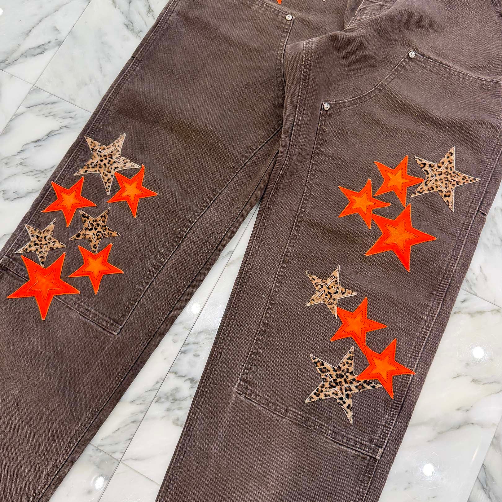 CHROME HEARTS × Carhartt VNTG Leather Star Patch Double Knee Painter Pants Size 33 クロムハーツ × カーハート ヴィンテージ レザースターパッチ ダブルニーペインター パンツ サイズ33