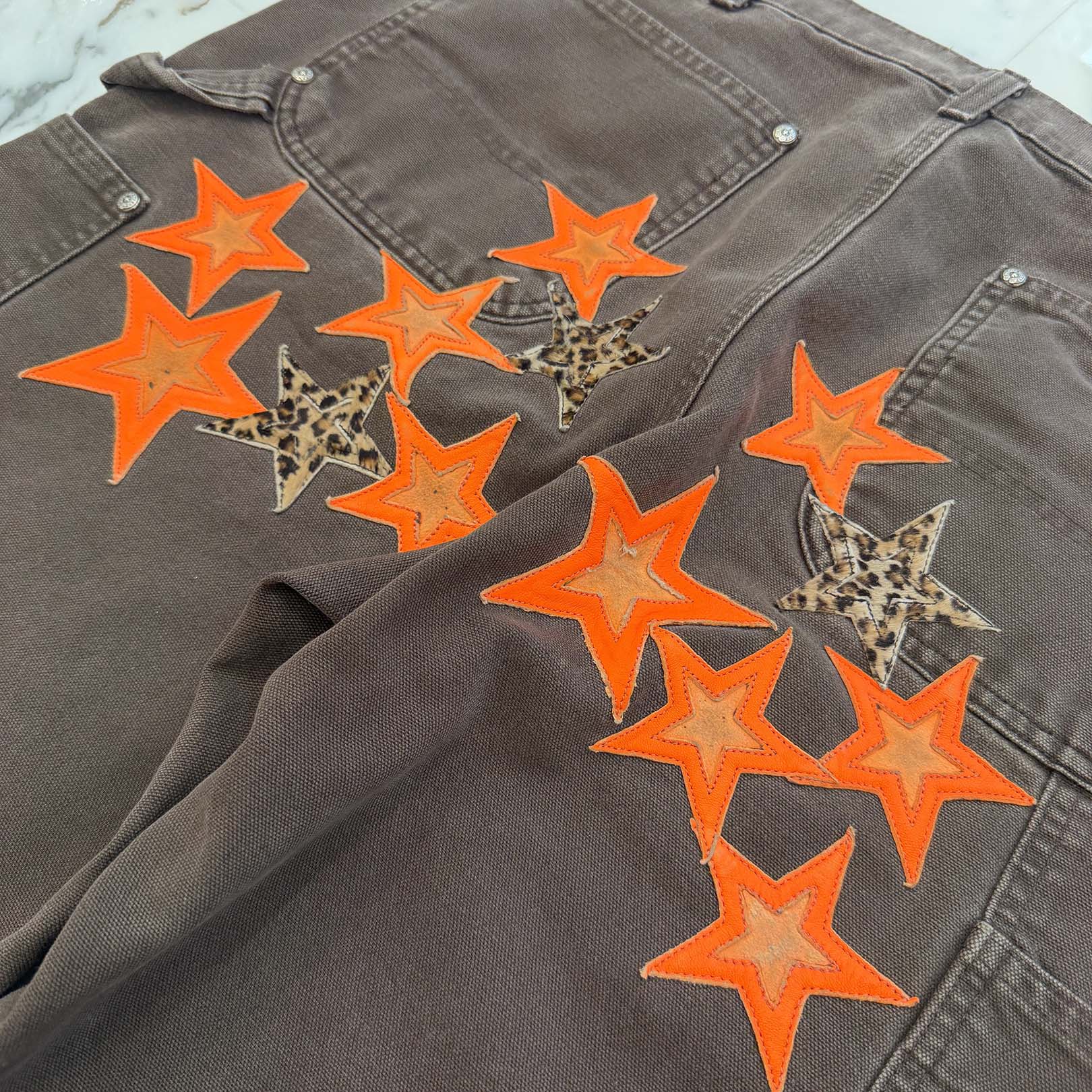 CHROME HEARTS × Carhartt VNTG Leather Star Patch Double Knee Painter Pants Size 33 クロムハーツ × カーハート ヴィンテージ レザースターパッチ ダブルニーペインター パンツ サイズ33