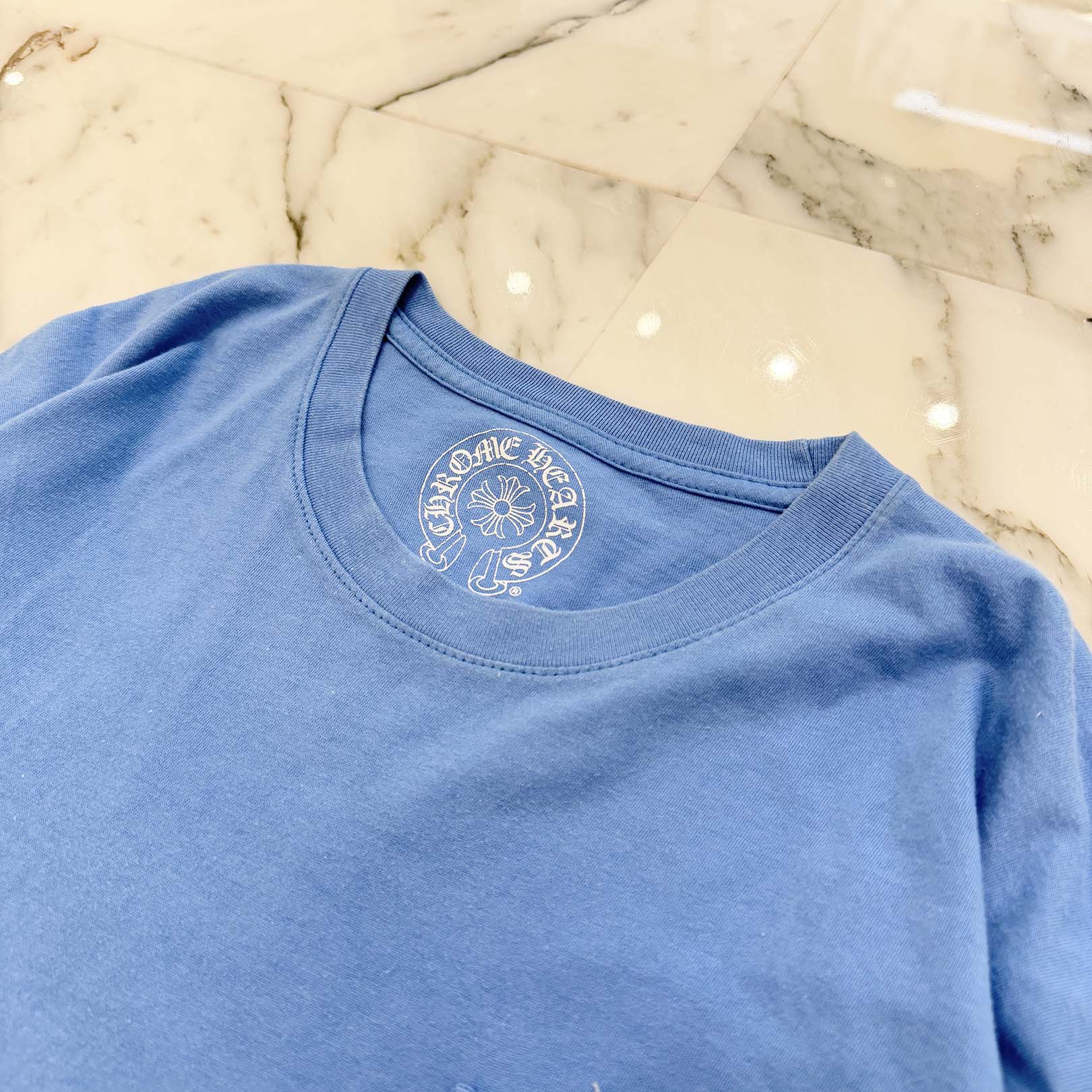 Chrome Hearts クロムハーツ マイアミ限定ホースシューロンT水色 CHROME HEARTS MIAMI Limited Horseshoe Long Sleeve Tee Size L