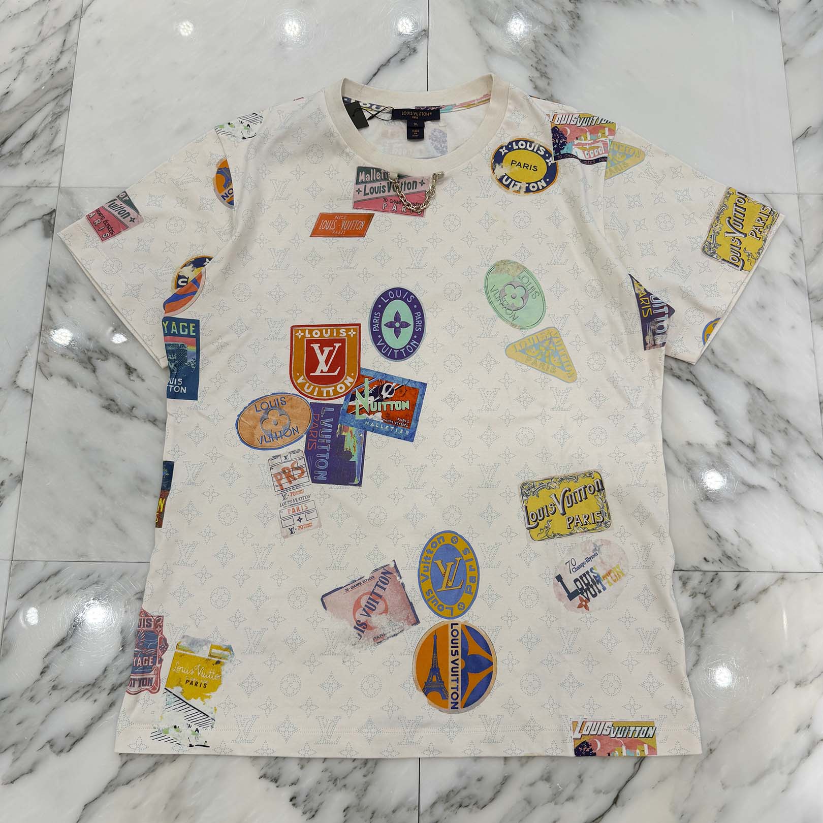 LOUIS VUITTON 2015AW Mahina Monogram Print Tee 1AHITR Size XL ルイ