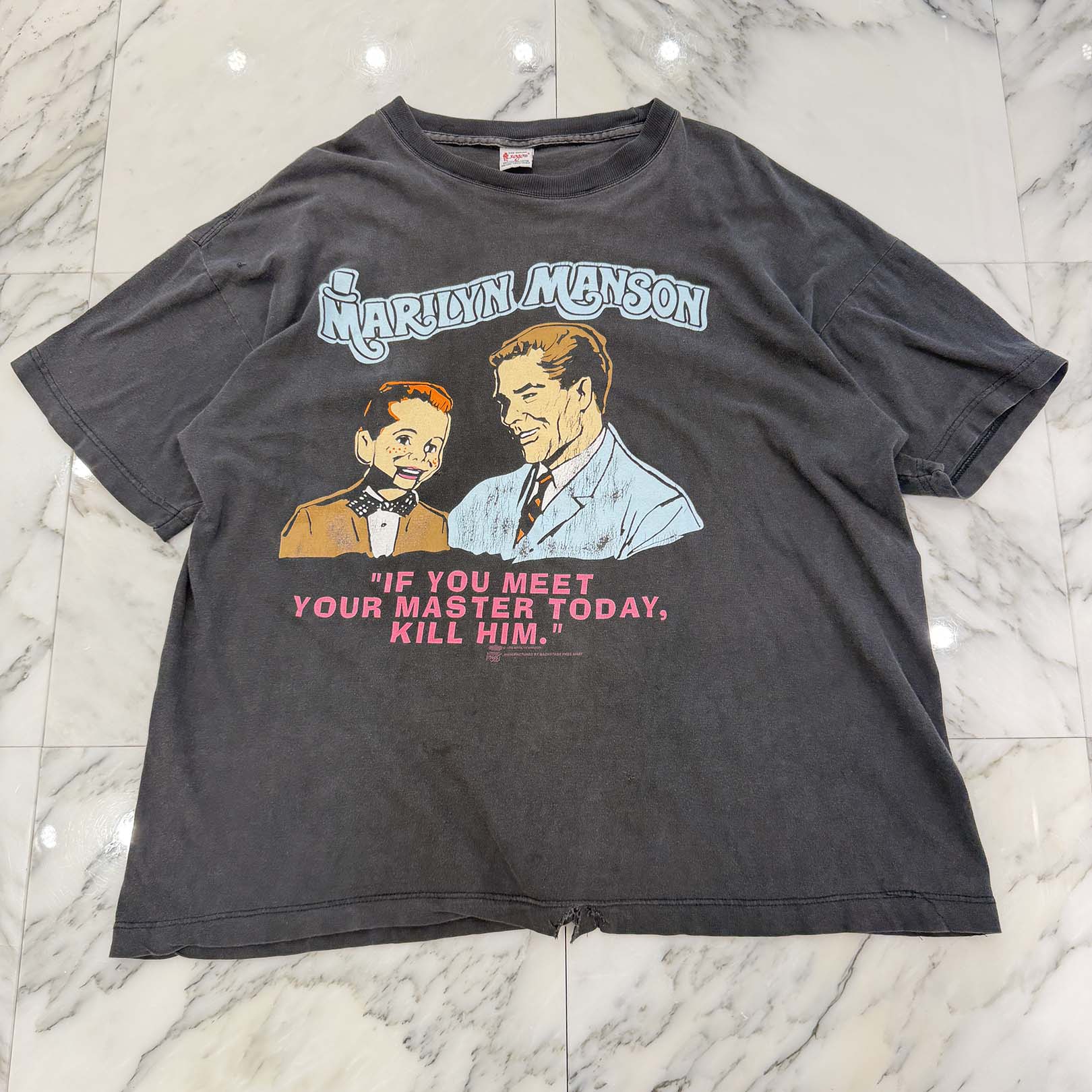 Vintage 90's MARILYN MANSON "PUPPET IF YOU MEET YOUR MASTER TODAY KILL HIM" SOGO S/S Tee Size ONE SIZE ヴィンテージ 90's マリリンマンソン "パペット・イフ・ユー・ミート・ユア・マスター・トゥデイ・キル・ヒム" ソゴ社製 Tシャツ サイズONE SIZE