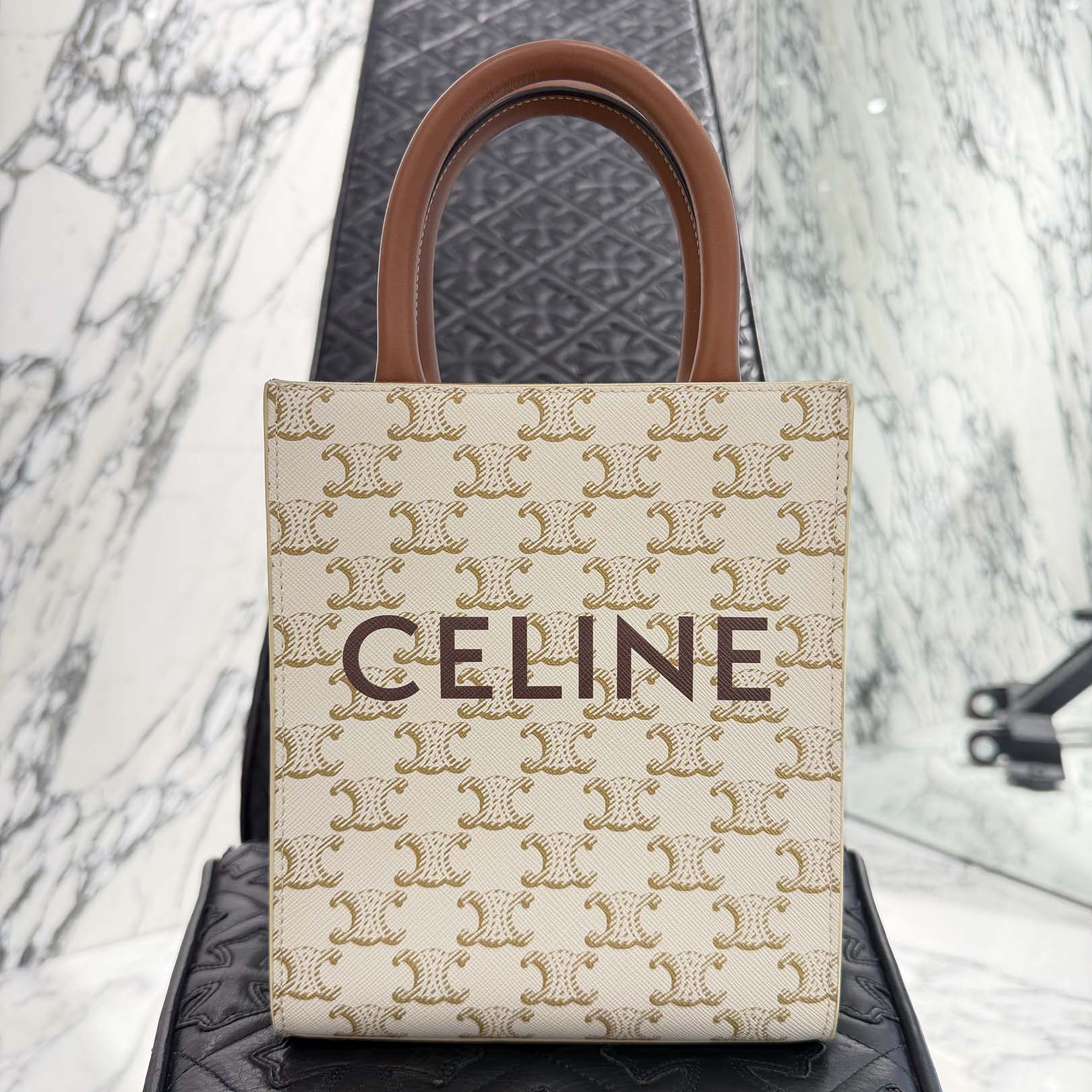 CELINE Mini Vertical Cabas Triomphe Canvas Shoulder Bag セリーヌ