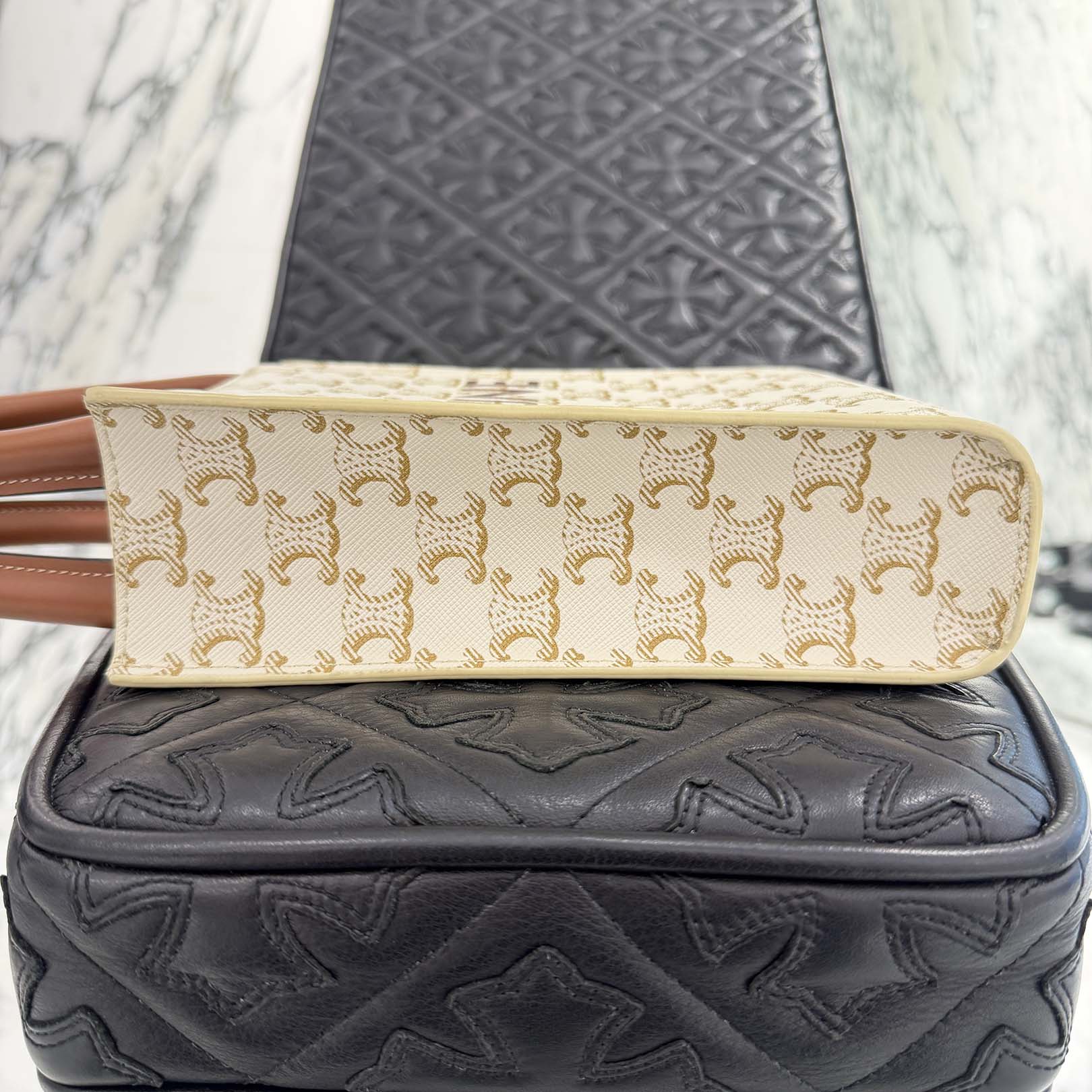 CELINE Mini Vertical Cabas Triomphe Canvas Shoulder Bag セリーヌ