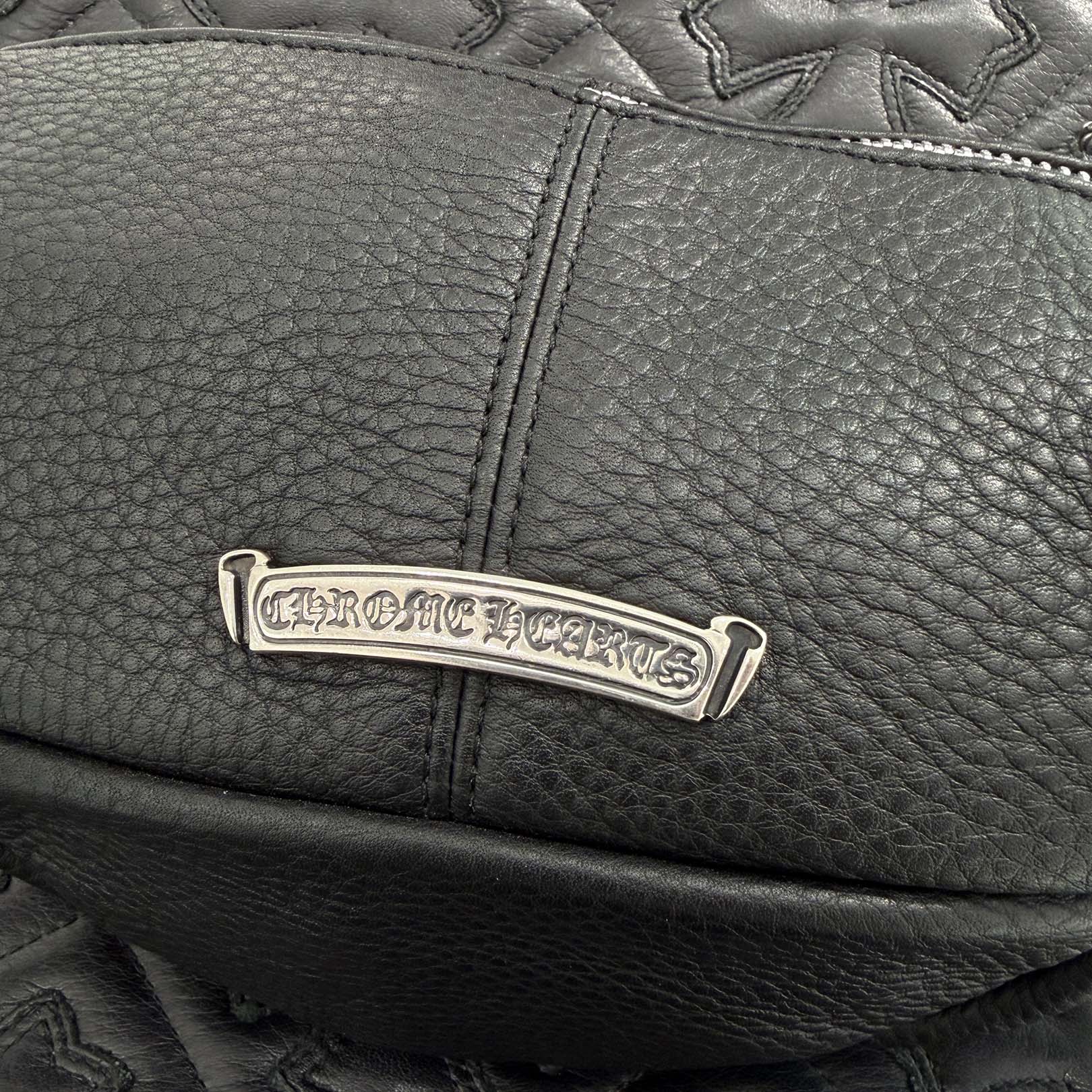 CHROME HEARTS #3 SNAT PACK Small Cross Cemetery Cross Patch LEATHER WAIST BAG クロムハーツ #3スナットパック スモールクロス セメタリークロスパッチ レザー ウェストバッグ