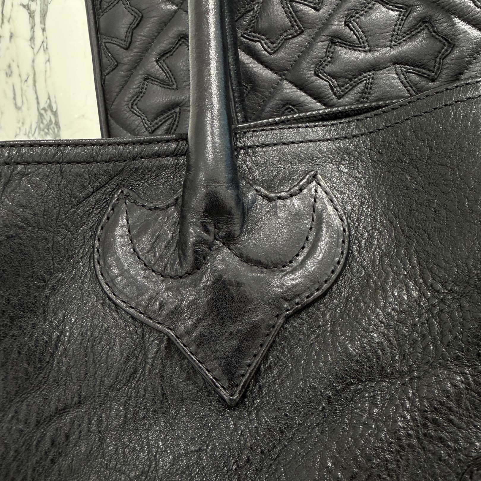 CHROME HEARTS 3 Cemetery Cross Patch FS Leather Tote Bag クロムハーツ 3セメタリークロスパッチ FS レザートートバッグ