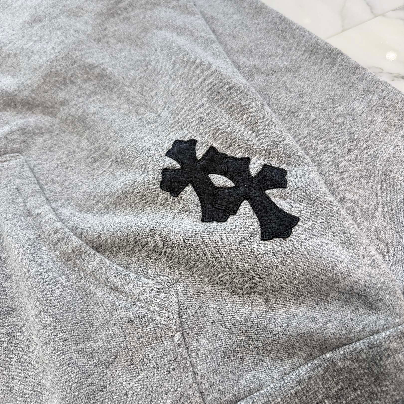 CHROME HEARTS Y NOT Cemetery Cross Leather Patch Pullover Hoodie Size XL クロムハーツ ワイノット セメタリークロスレザーパッチ プルオーバーフーディ サイズXL