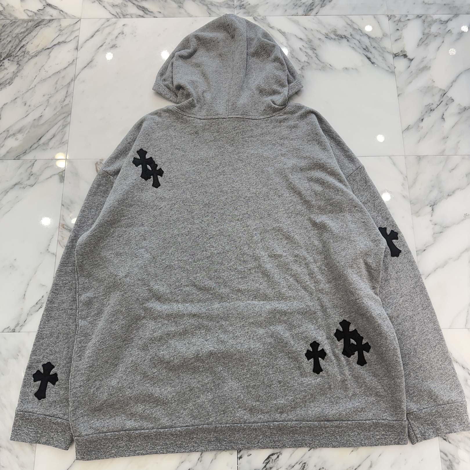 CHROME HEARTS Y NOT Cemetery Cross Leather Patch Pullover Hoodie Size XL クロムハーツ ワイノット セメタリークロスレザーパッチ プルオーバーフーディ サイズXL