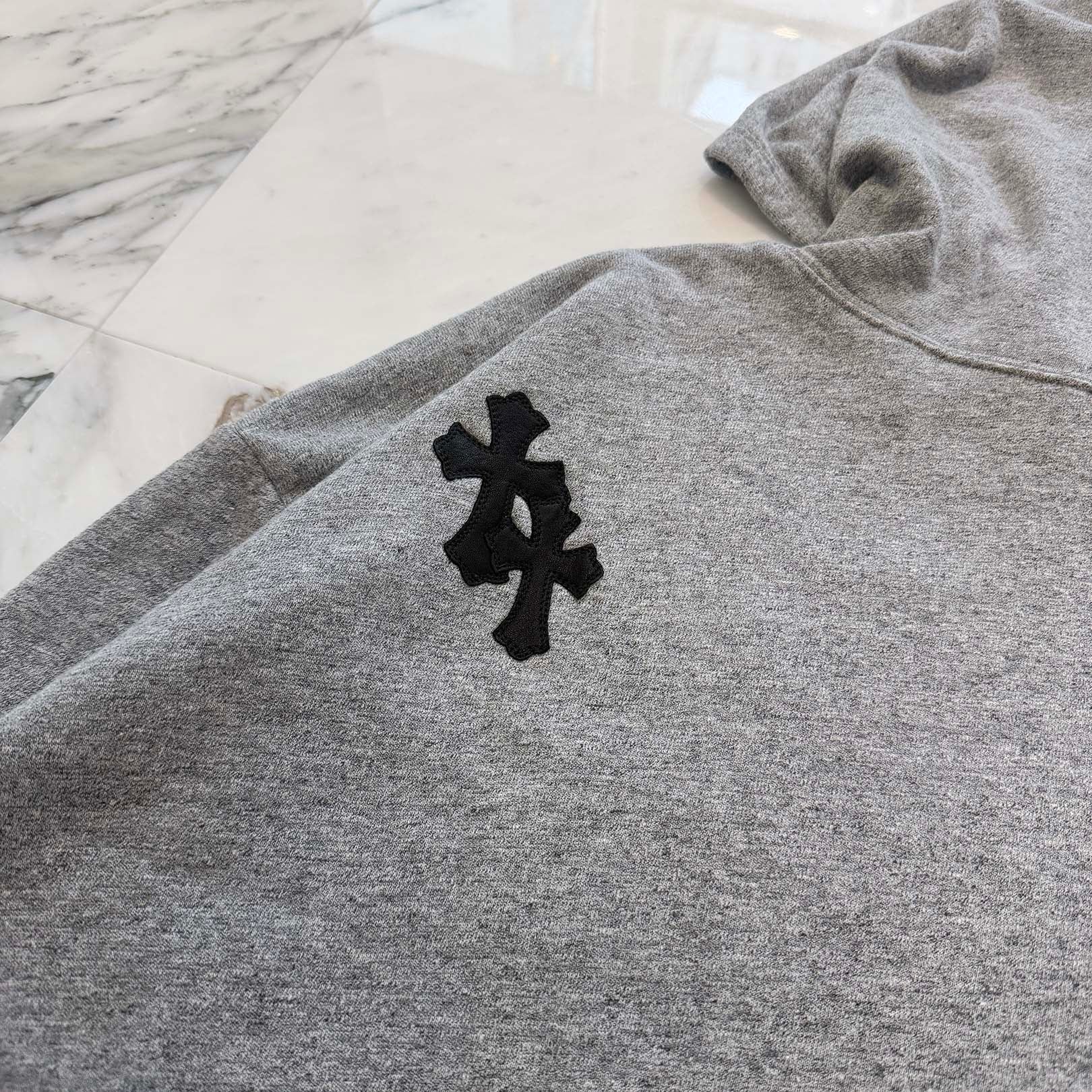 CHROME HEARTS Y NOT Cemetery Cross Leather Patch Pullover Hoodie Size XL クロムハーツ ワイノット セメタリークロスレザーパッチ プルオーバーフーディ サイズXL