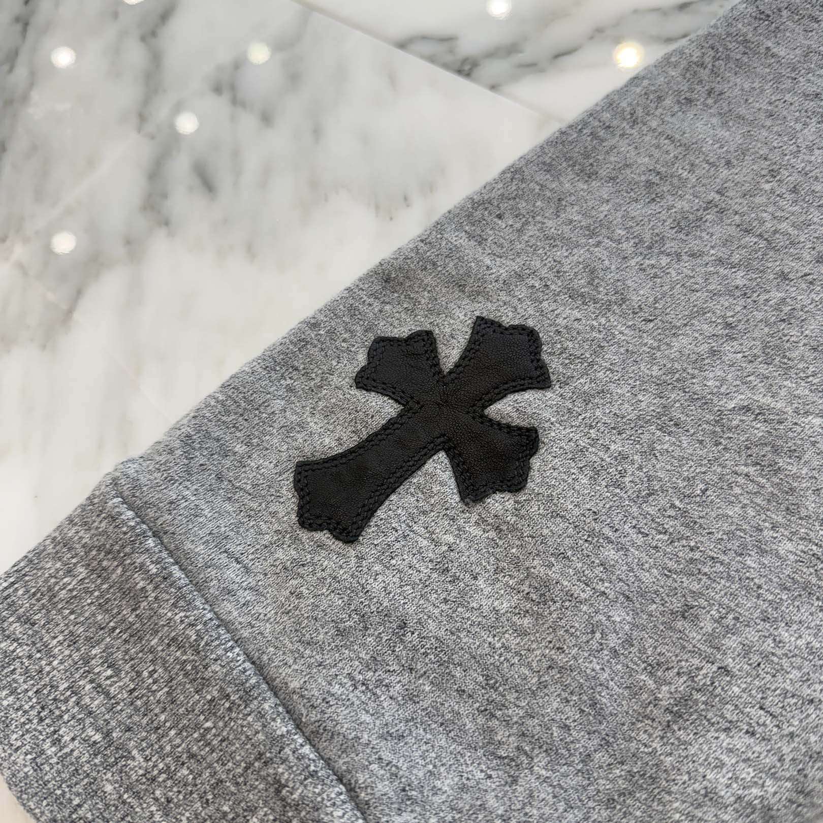CHROME HEARTS Y NOT Cemetery Cross Leather Patch Pullover Hoodie Size XL クロムハーツ ワイノット セメタリークロスレザーパッチ プルオーバーフーディ サイズXL