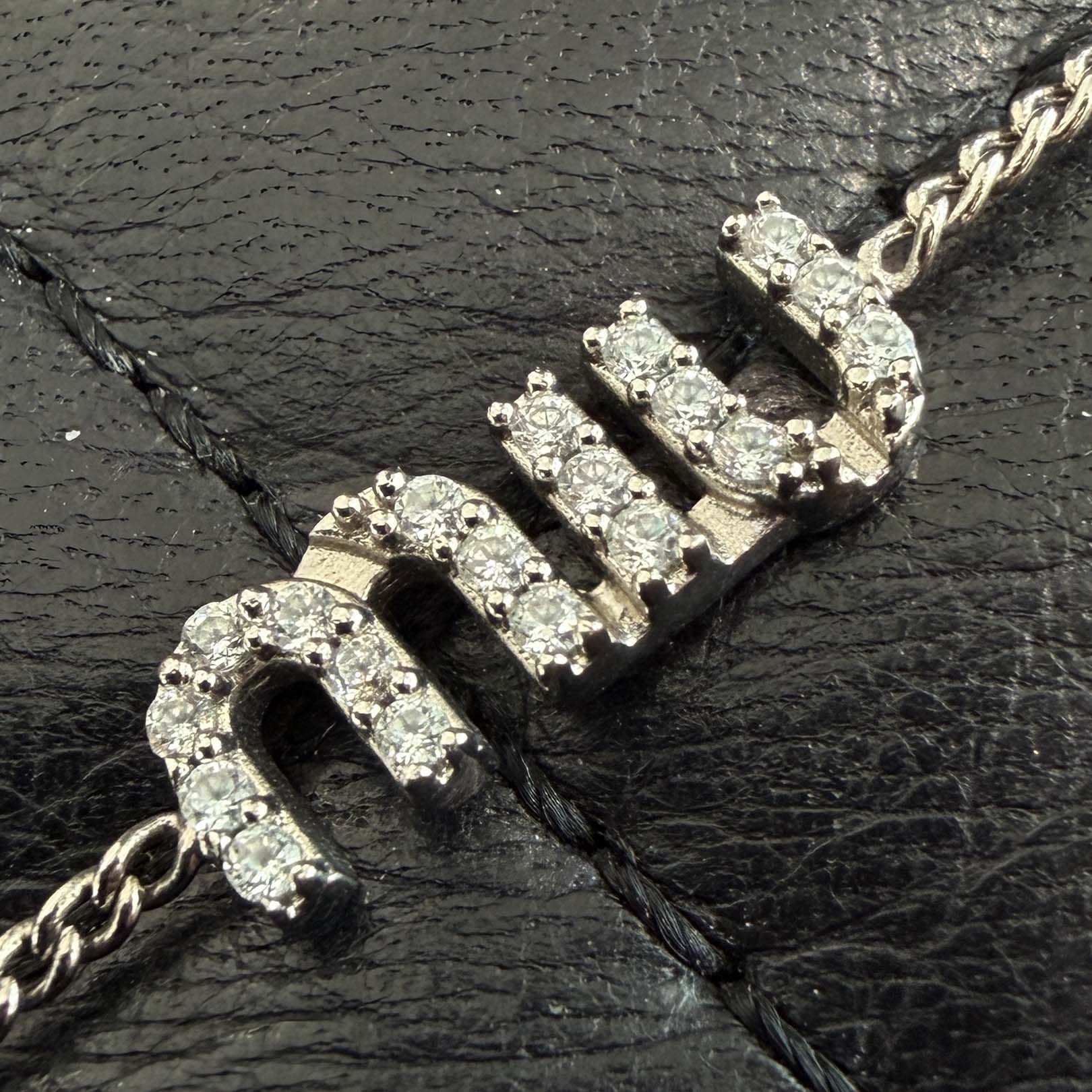 MIU MIU Logo Rhinestone Bracelet 5IB454 2DNC ミュウミュウ ロゴラインストーン ブレスレット