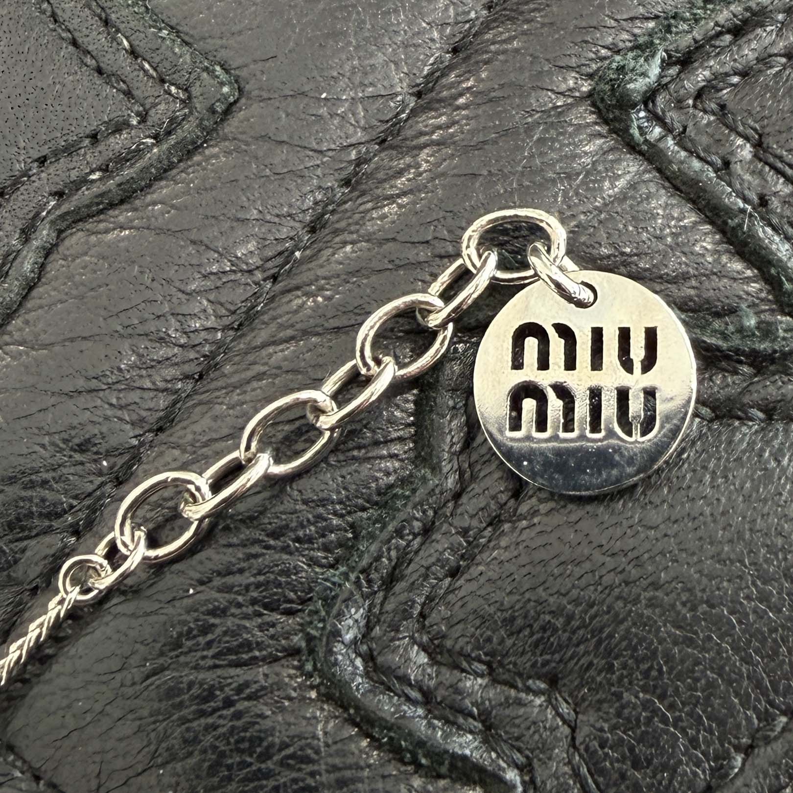 MIU MIU Logo Rhinestone Bracelet 5IB454 2DNC ミュウミュウ ロゴラインストーン ブレスレット