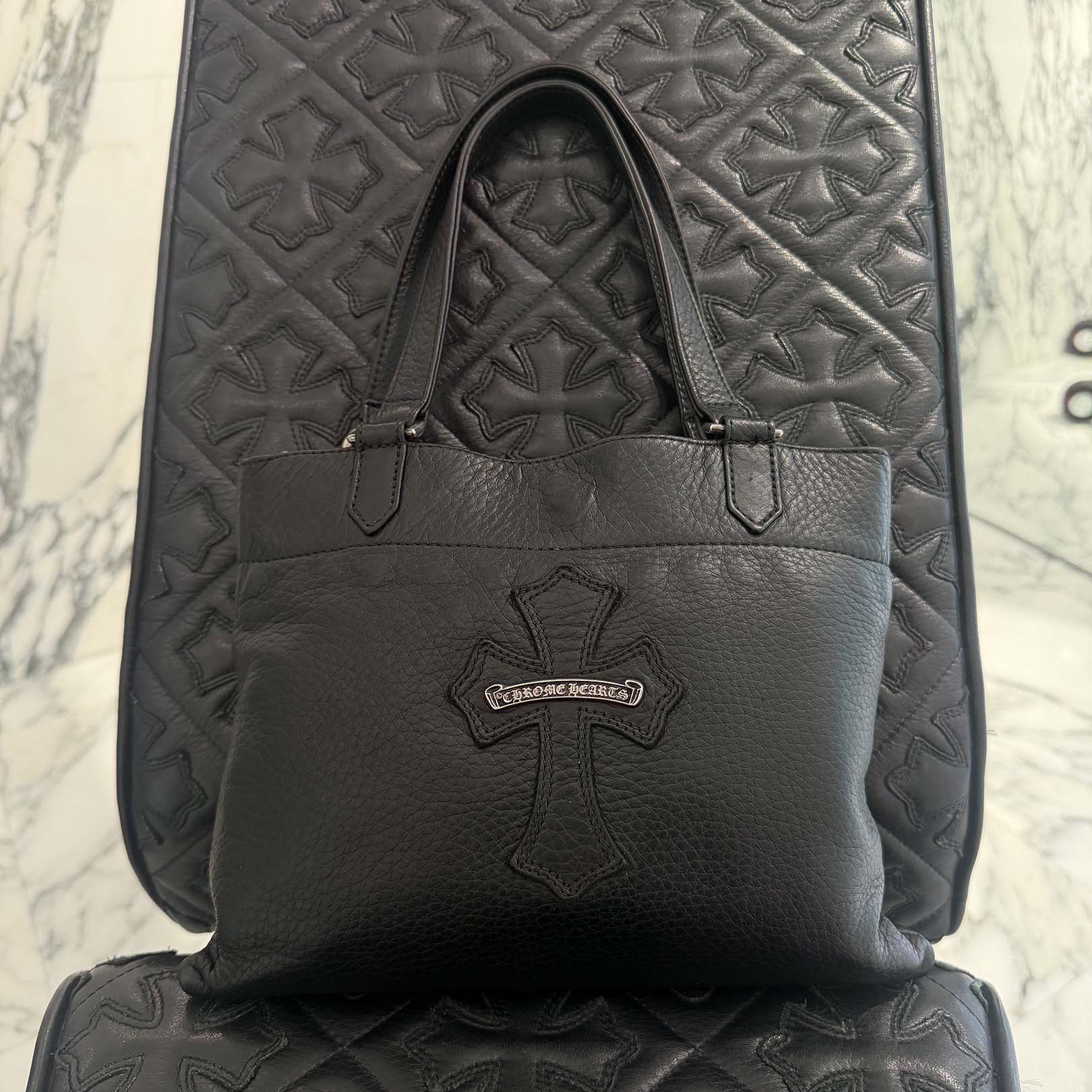 CHROME HEARTS 1 Cross Leather Patch Mini Tote Bag クロムハーツ 1