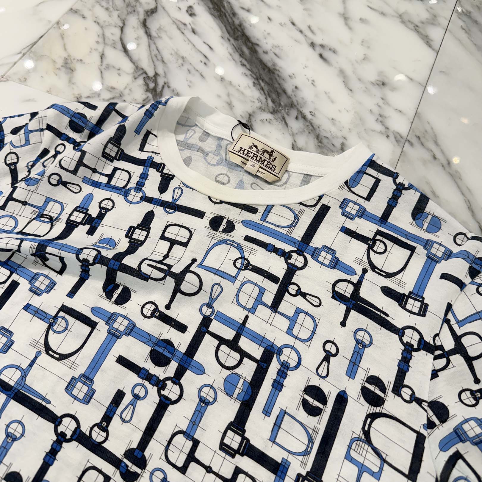 HERMES 2020SS Labyrinthe Equestre Crew Neck Short Sleeve Tee  H037735HA60 Size XS エルメス ラビリンス・エケストル クルーネック ショートスリーブ Tシャツ サイズXS