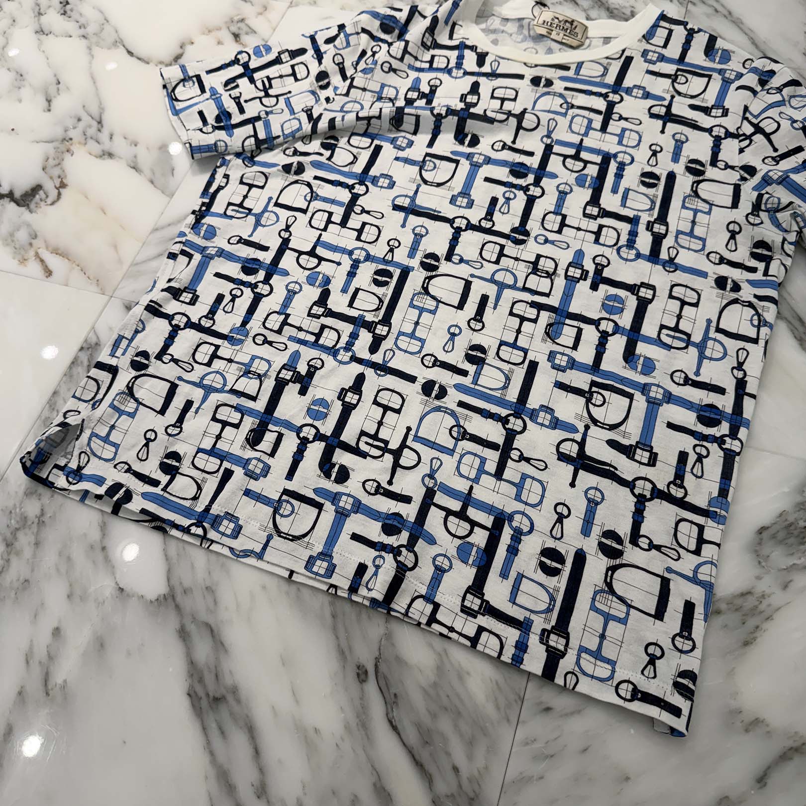 HERMES 2020SS Labyrinthe Equestre Crew Neck Short Sleeve Tee  H037735HA60 Size XS エルメス ラビリンス・エケストル クルーネック ショートスリーブ Tシャツ サイズXS