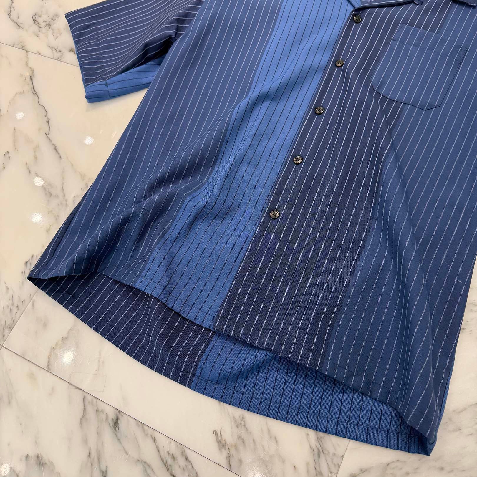 MARNI 2024SS Degradation Stripe Wool Bowling Short Sleeve Shirt CUMU0213A5 UTWA14 STB94 Size 44 マルニ デグラデーション ストライプ ウール ボーリング ショートスリーブシャツ サイズ44