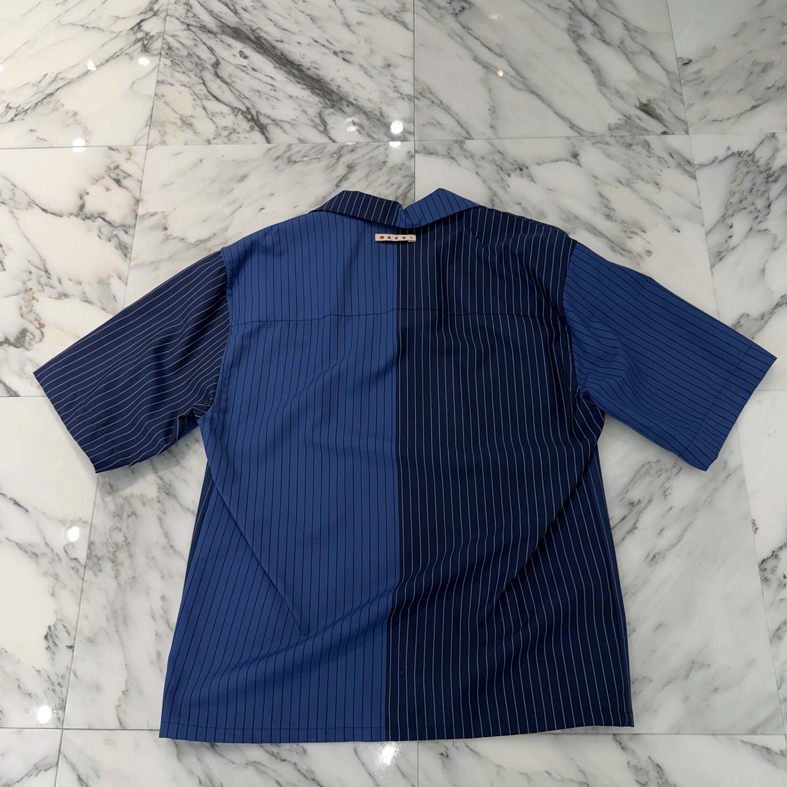 MARNI 2024SS Degradation Stripe Wool Bowling Short Sleeve Shirt CUMU0213A5 UTWA14 STB94 Size 44 マルニ デグラデーション ストライプ ウール ボーリング ショートスリーブシャツ サイズ44