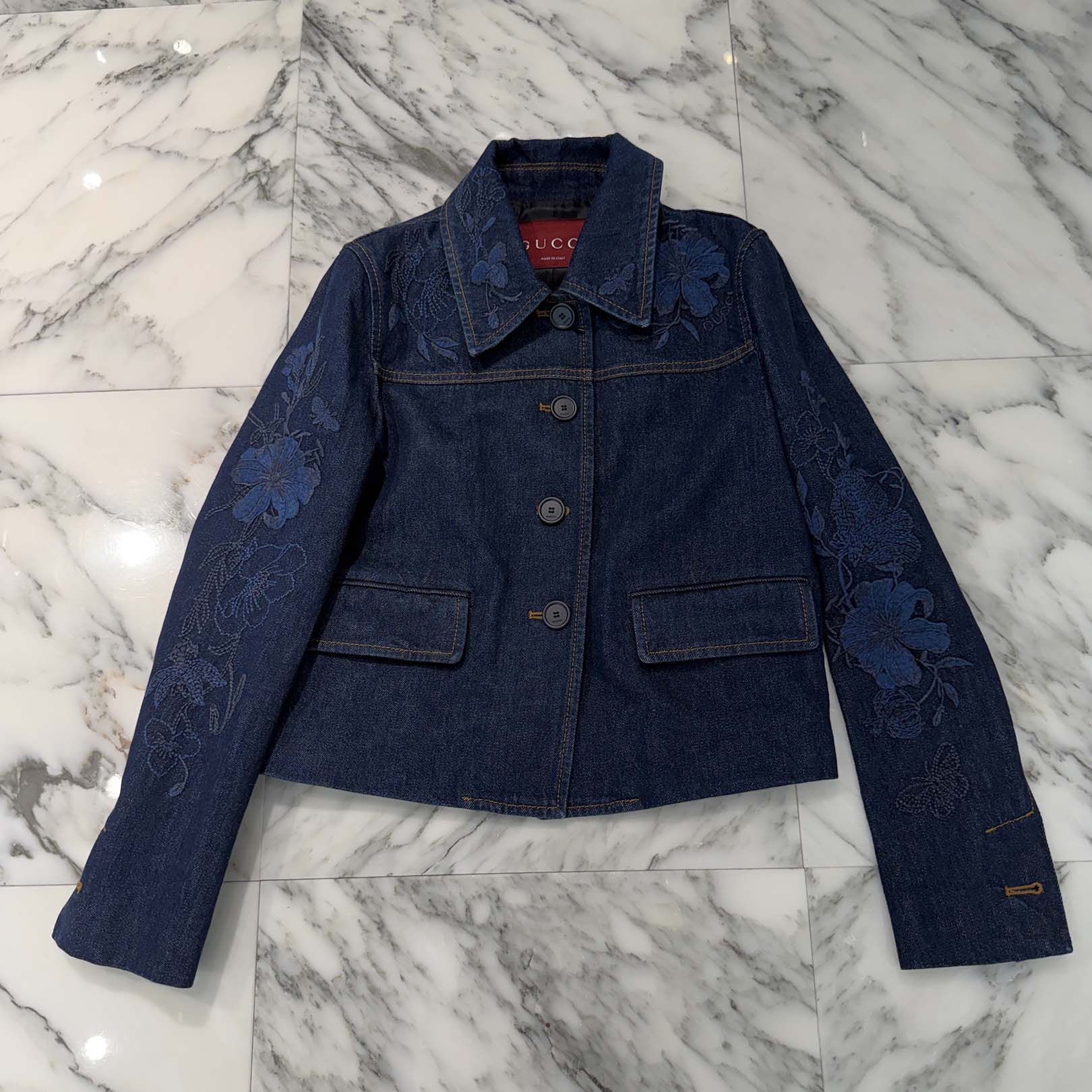 GUCCI 2024SS Floral Embroidery Denim Jacket 824151 XDDBR Size 36 グッチ フローラル刺繍 デニムジャケット サイズ36