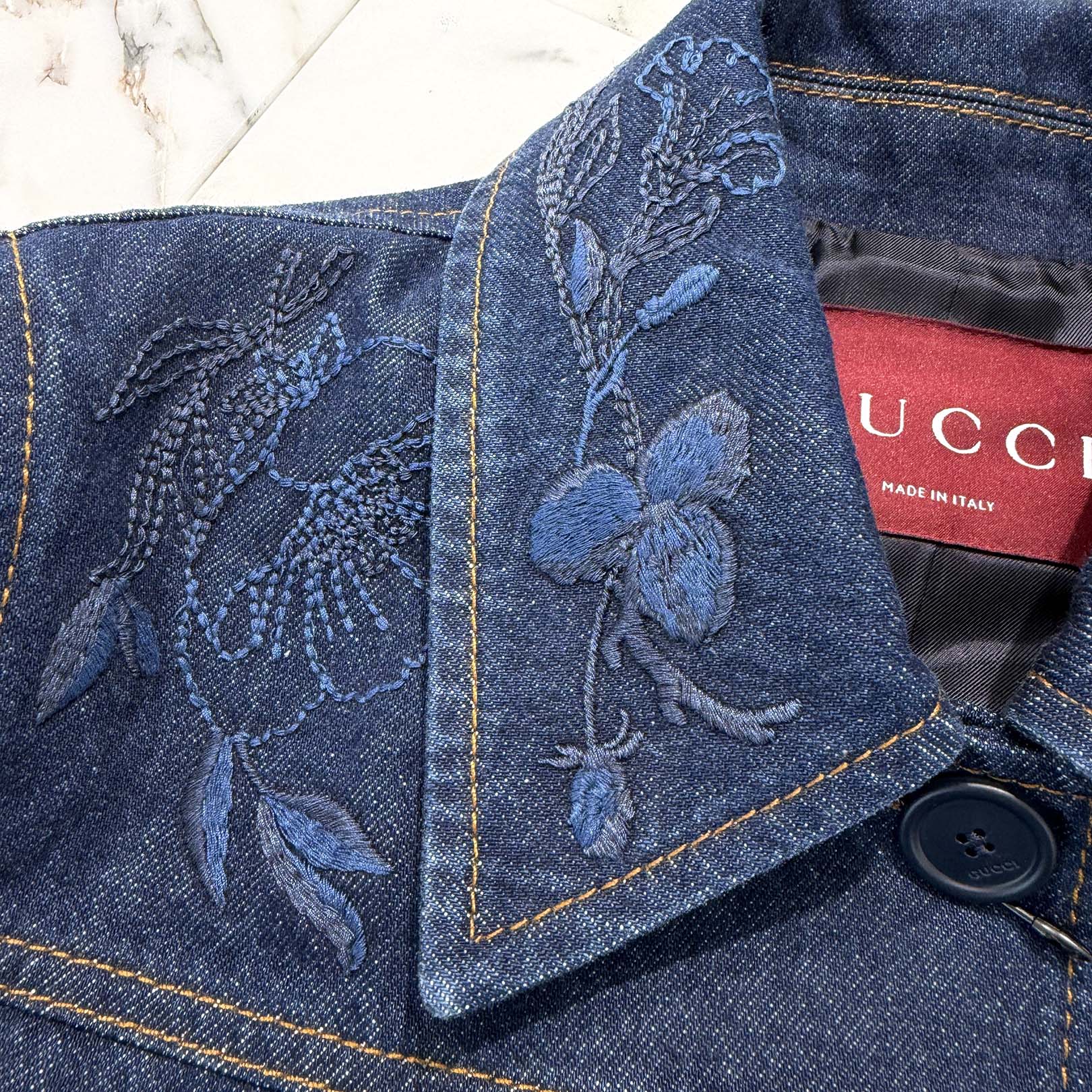 GUCCI 2024SS Floral Embroidery Denim Jacket 824151 XDDBR Size 36 グッチ フローラル刺繍 デニムジャケット サイズ36