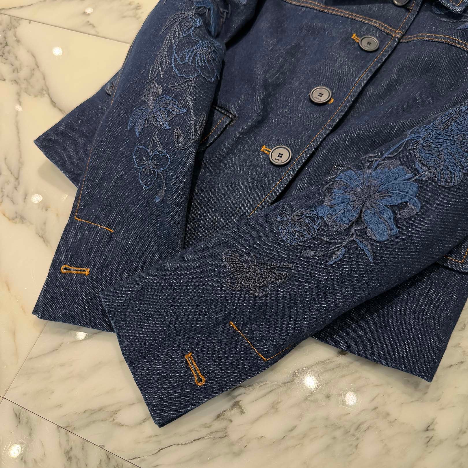 GUCCI 2024SS Floral Embroidery Denim Jacket 824151 XDDBR Size 36 グッチ フローラル刺繍 デニムジャケット サイズ36