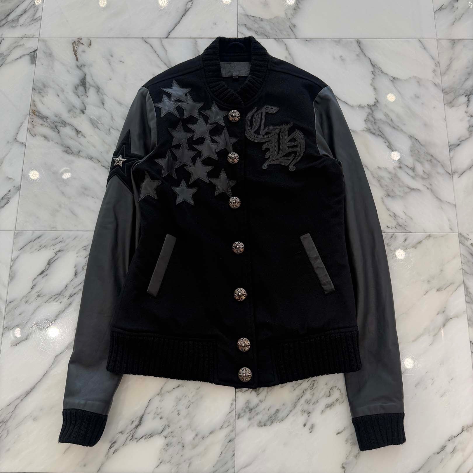 CHROME HEARTS LETTERMAN Star Leather Patch Blouson Jacket Size S クロムハーツ レターマン スターレザーパッチ ブルゾンジャケット サイズS
