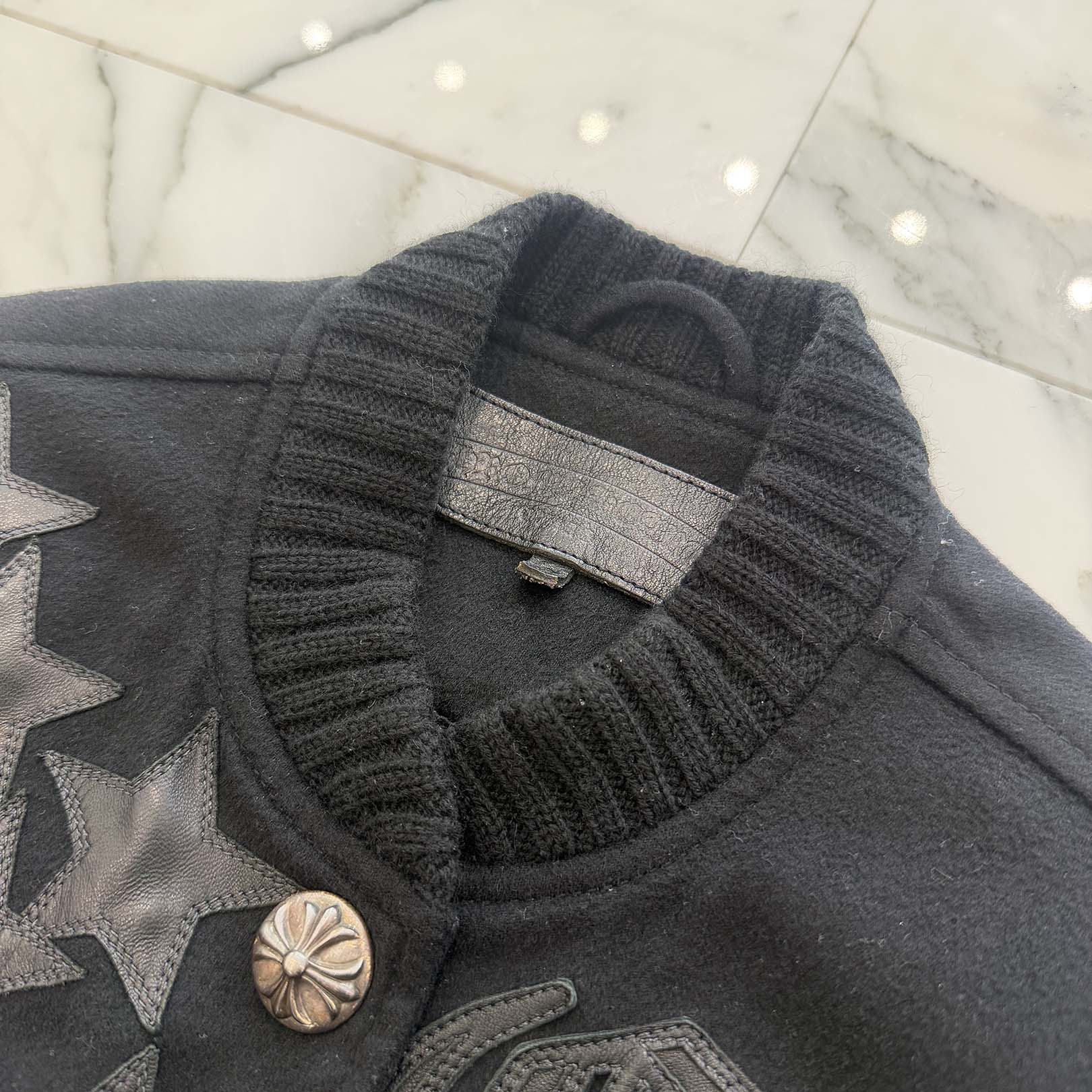CHROME HEARTS LETTERMAN Star Leather Patch Blouson Jacket Size S クロムハーツ レターマン スターレザーパッチ ブルゾンジャケット サイズS