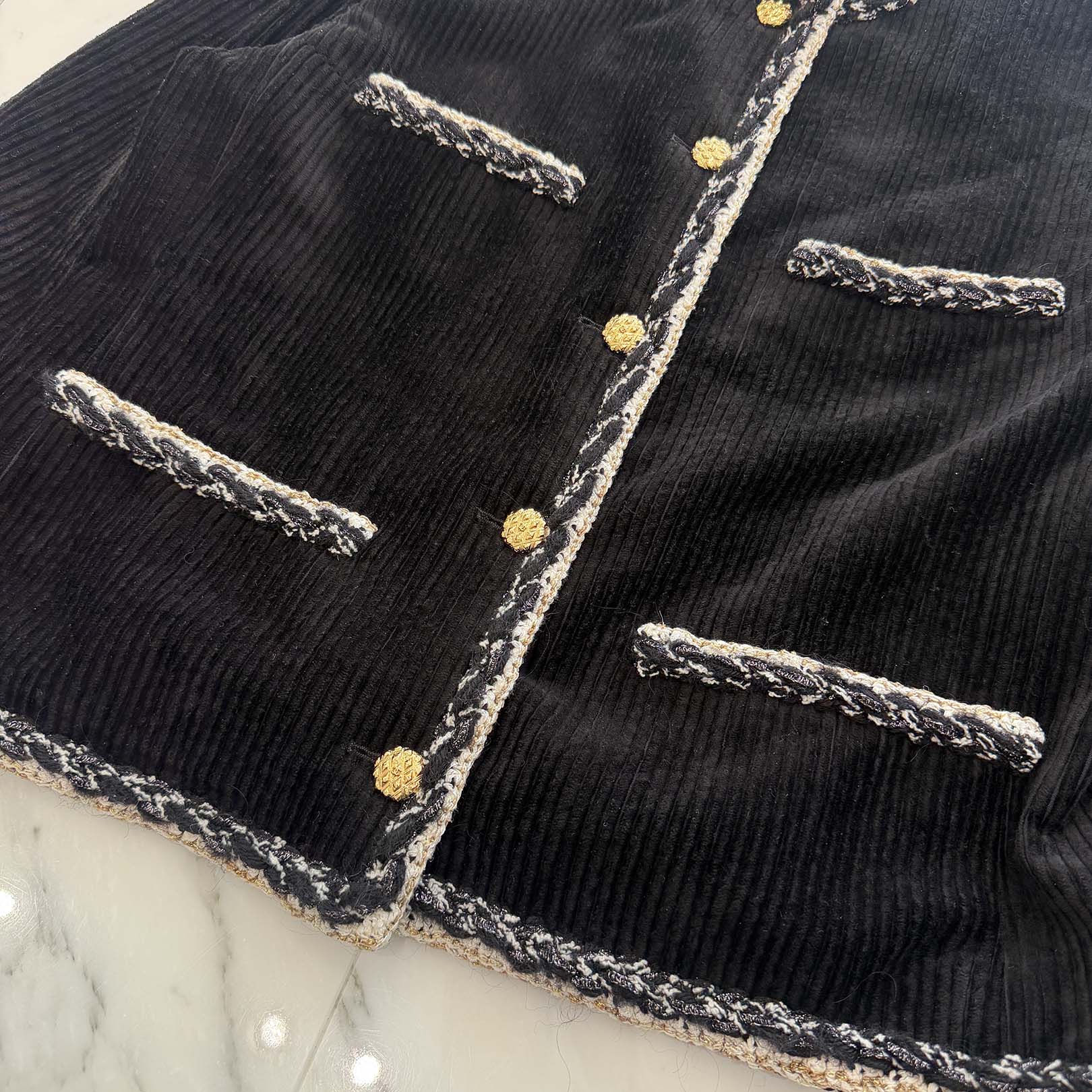 CHANEL 2025SS Tweed Trim Métiers d'Art Corduroy Jacket P80531V67678 Size 46 シャネル ツイードトリムメティエダール コーデュロイジャケット サイズ46
