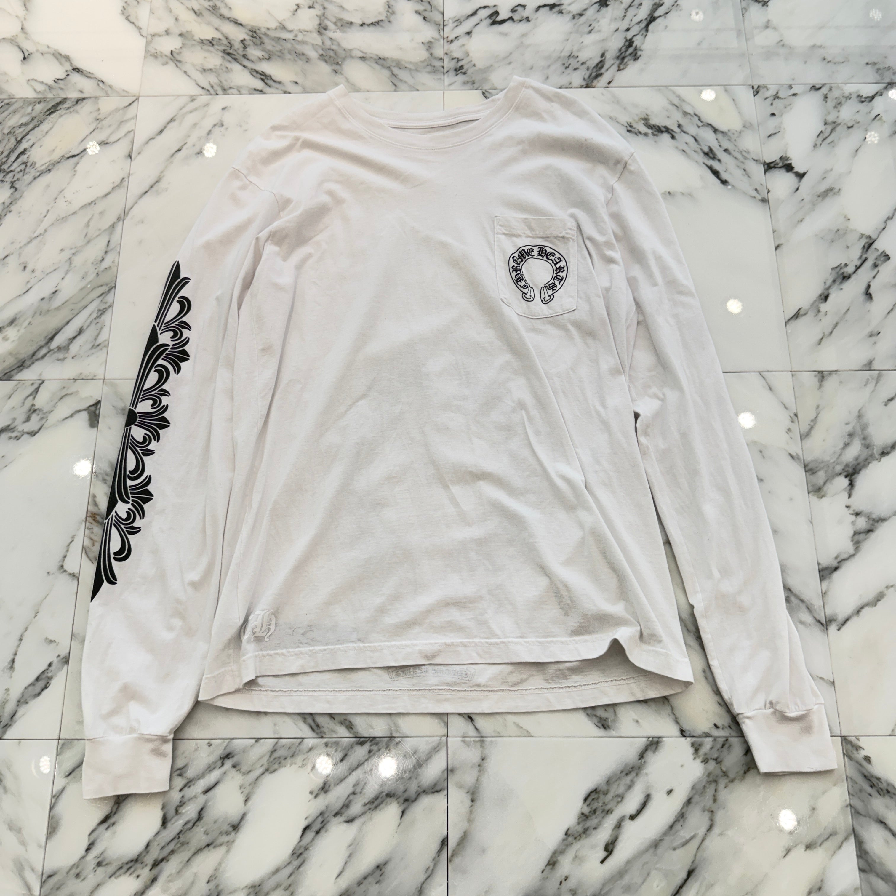 CHROME HEARTS Floral Cross Horseshoe Long Sleeve Tee Size XL クロムハーツ フローラルクロス ホースシュー ロングスリーブTシャツ サイズXL