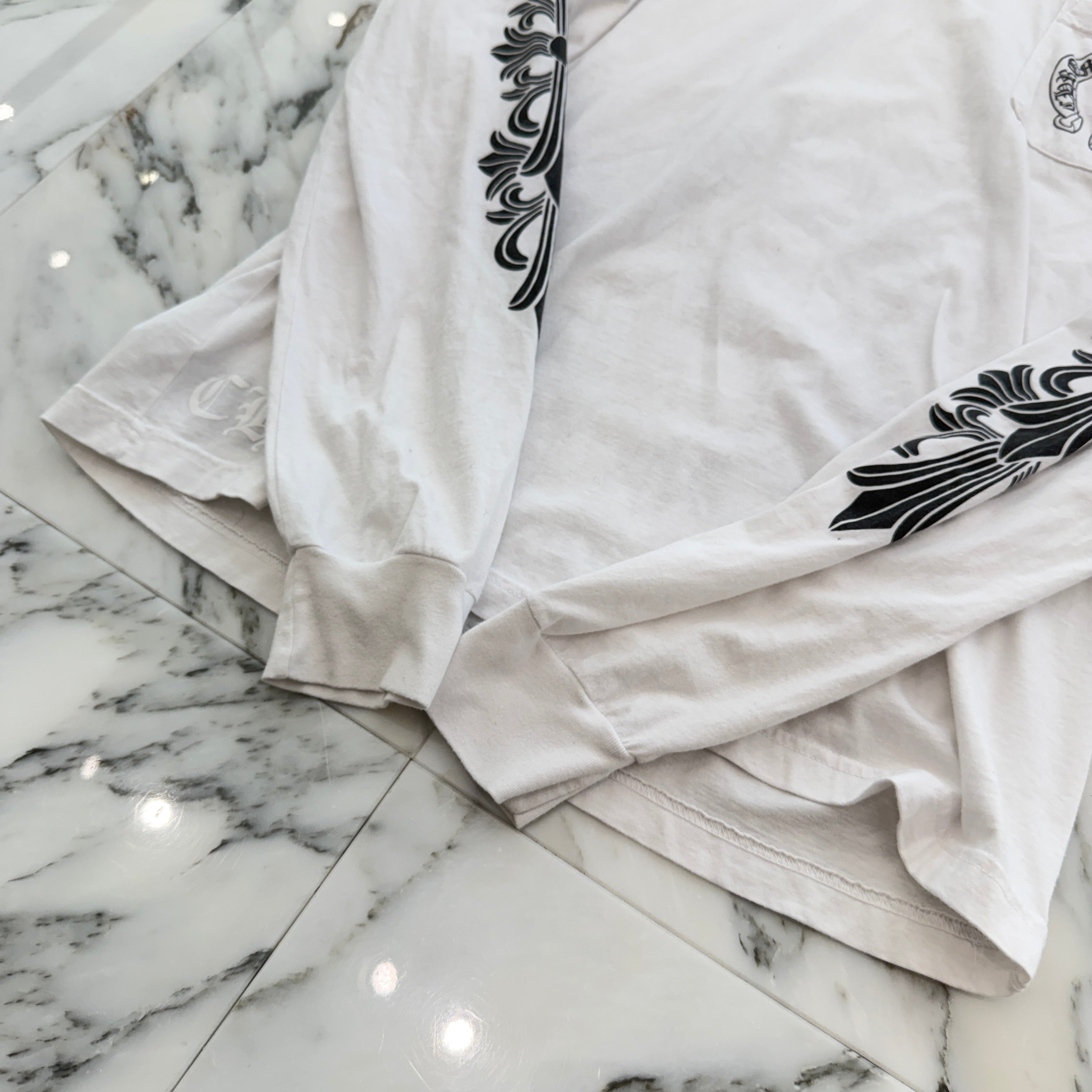 CHROME HEARTS Floral Cross Horseshoe Long Sleeve Tee Size XL クロムハーツ フローラルクロス ホースシュー ロングスリーブTシャツ サイズXL