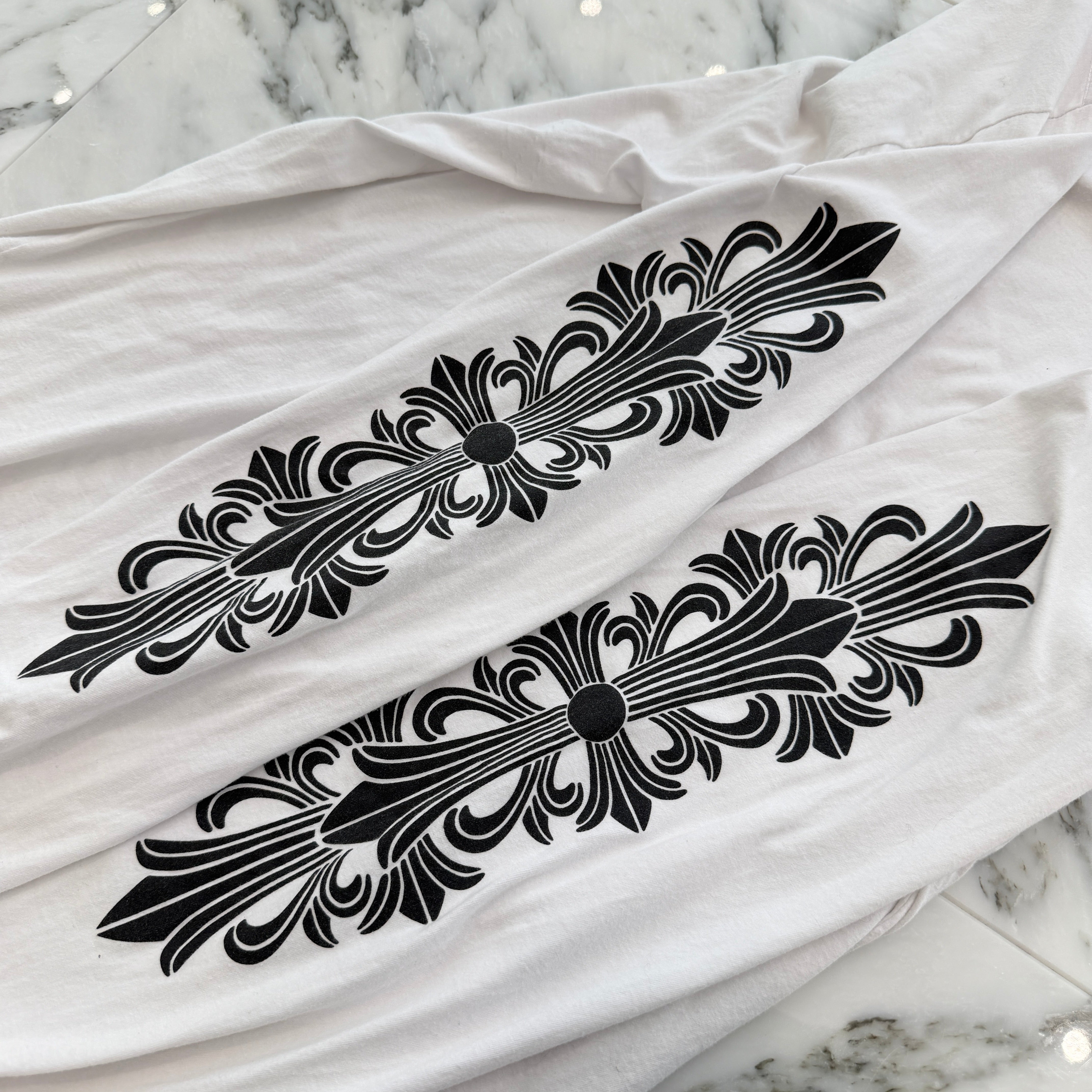 CHROME HEARTS Floral Cross Horseshoe Long Sleeve Tee Size XL クロムハーツ フローラルクロス ホースシュー ロングスリーブTシャツ サイズXL