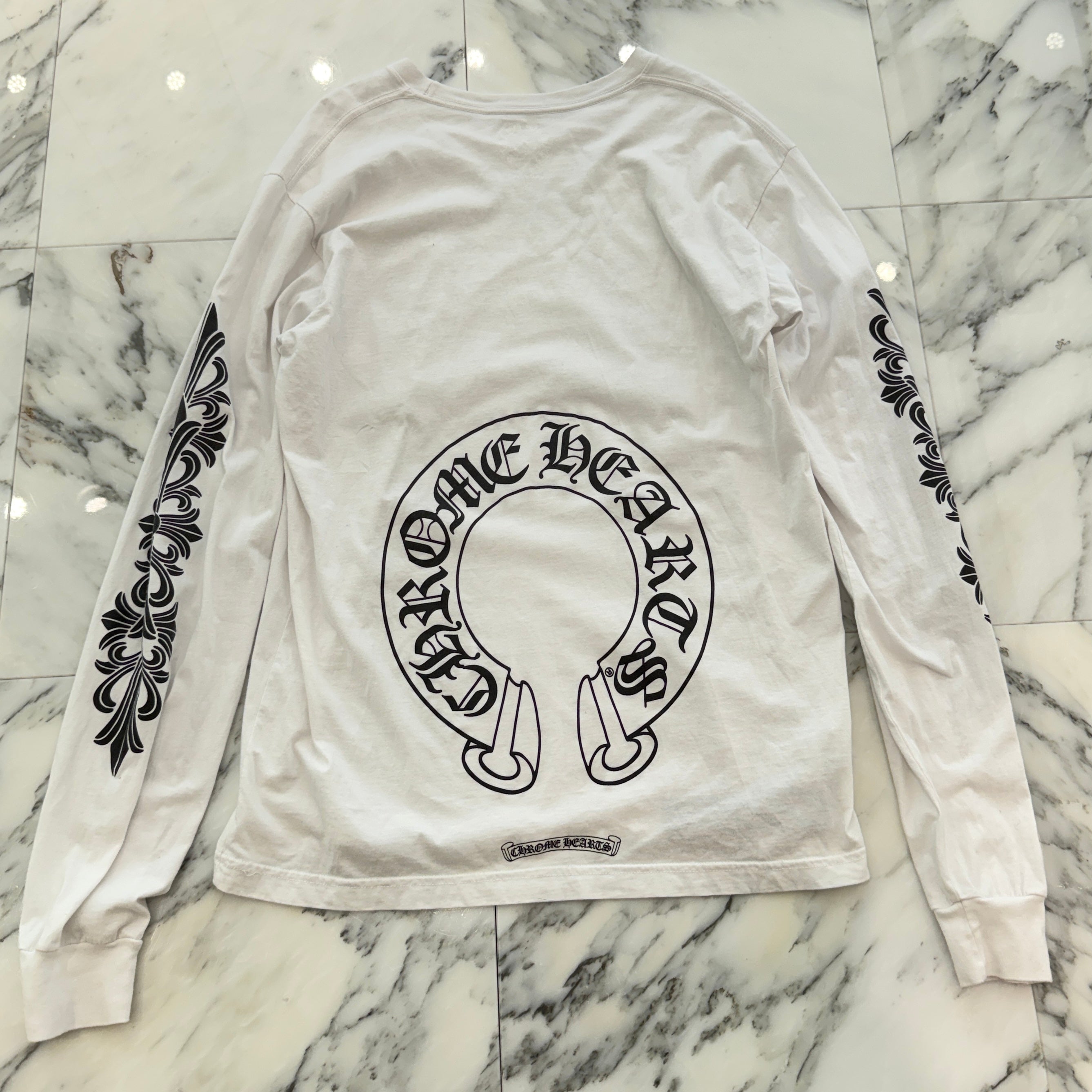 CHROME HEARTS Floral Cross Horseshoe Long Sleeve Tee Size XL クロムハーツ フローラルクロス ホースシュー ロングスリーブTシャツ サイズXL