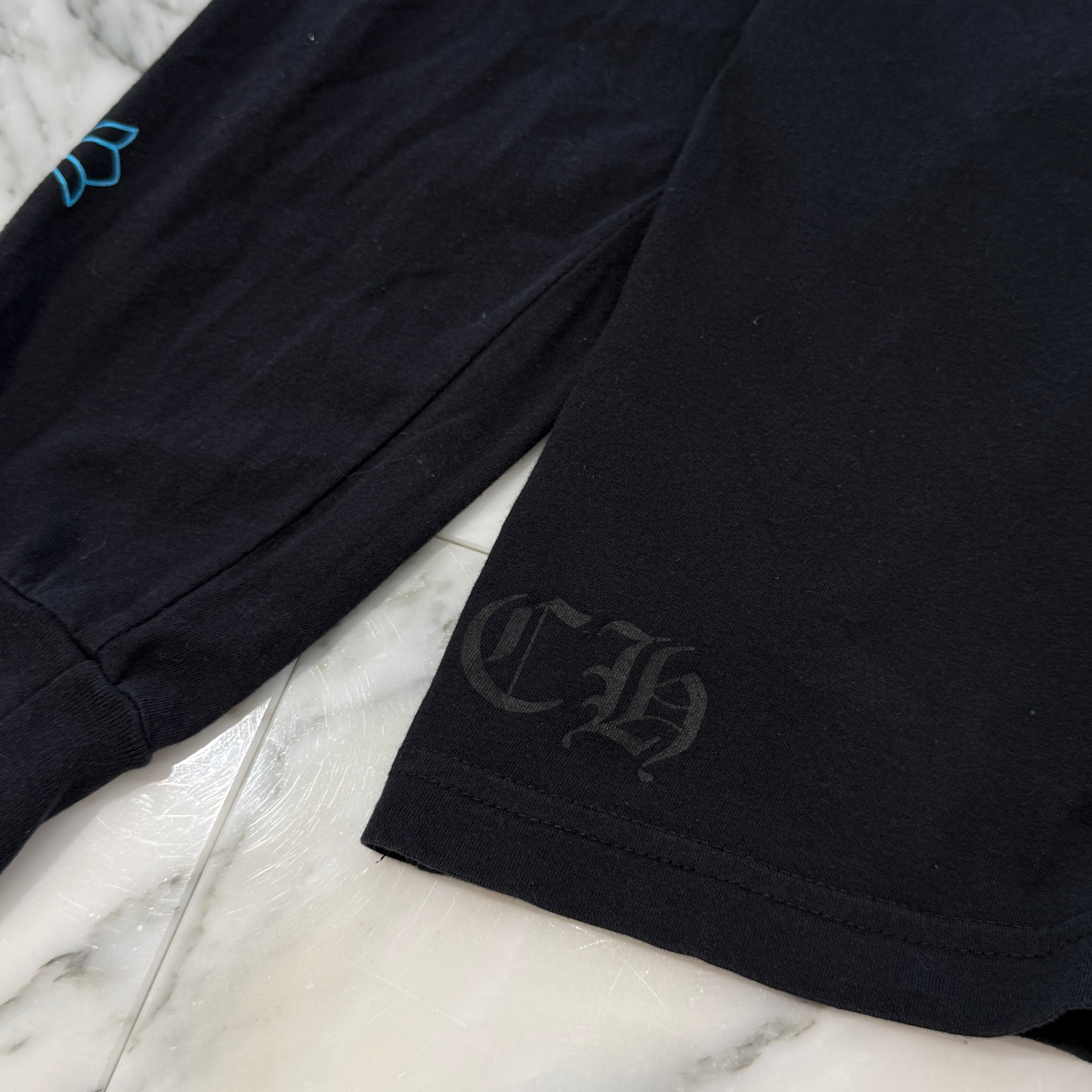 CHROME HEARTS 3 Blue Cross Horseshoe Long Sleeve Tee Size XL クロムハーツ 3 ブルークロス ホースシュー ロングスリーブTシャツ サイズXL