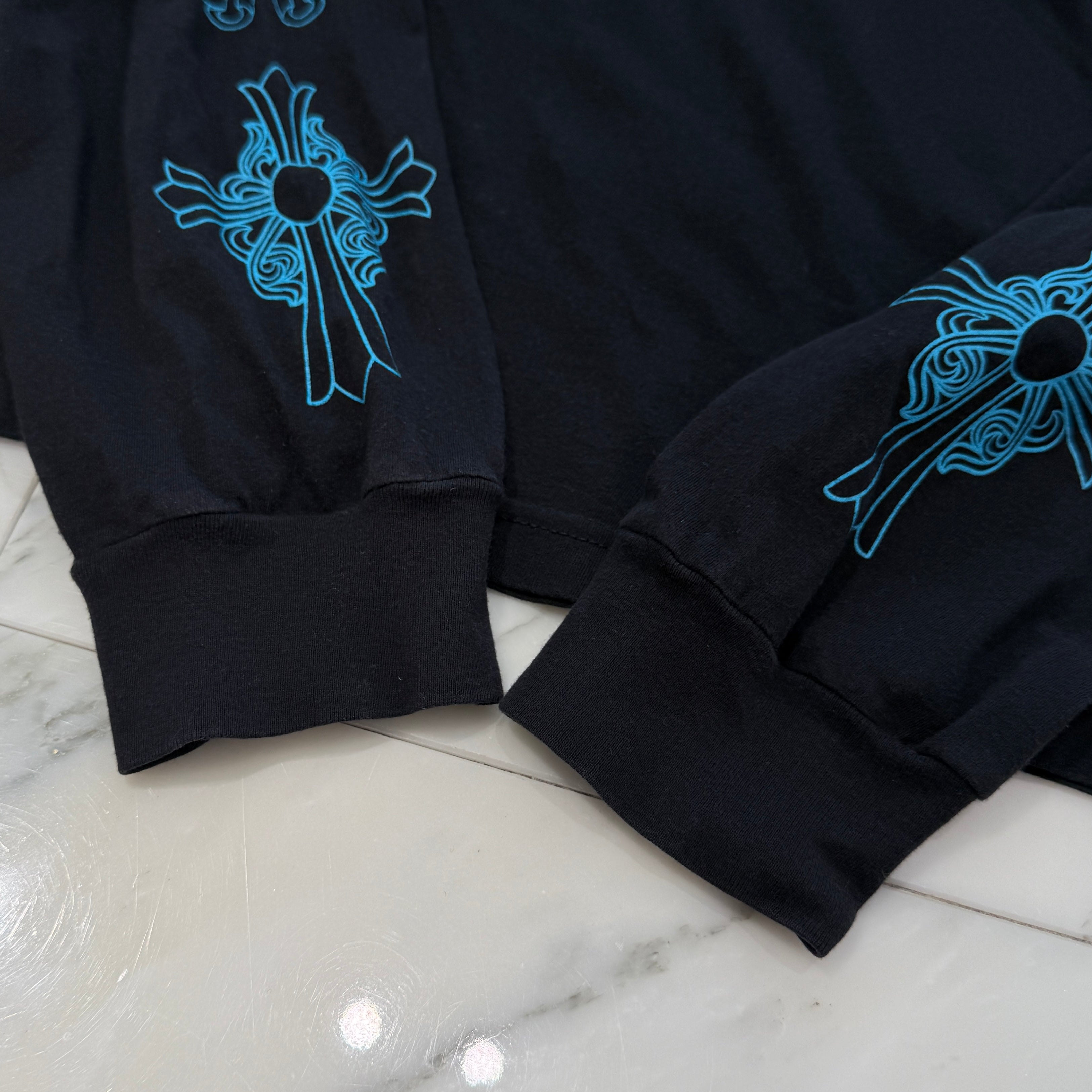 CHROME HEARTS 3 Blue Cross Horseshoe Long Sleeve Tee Size XL クロムハーツ 3 ブルークロス ホースシュー ロングスリーブTシャツ サイズXL
