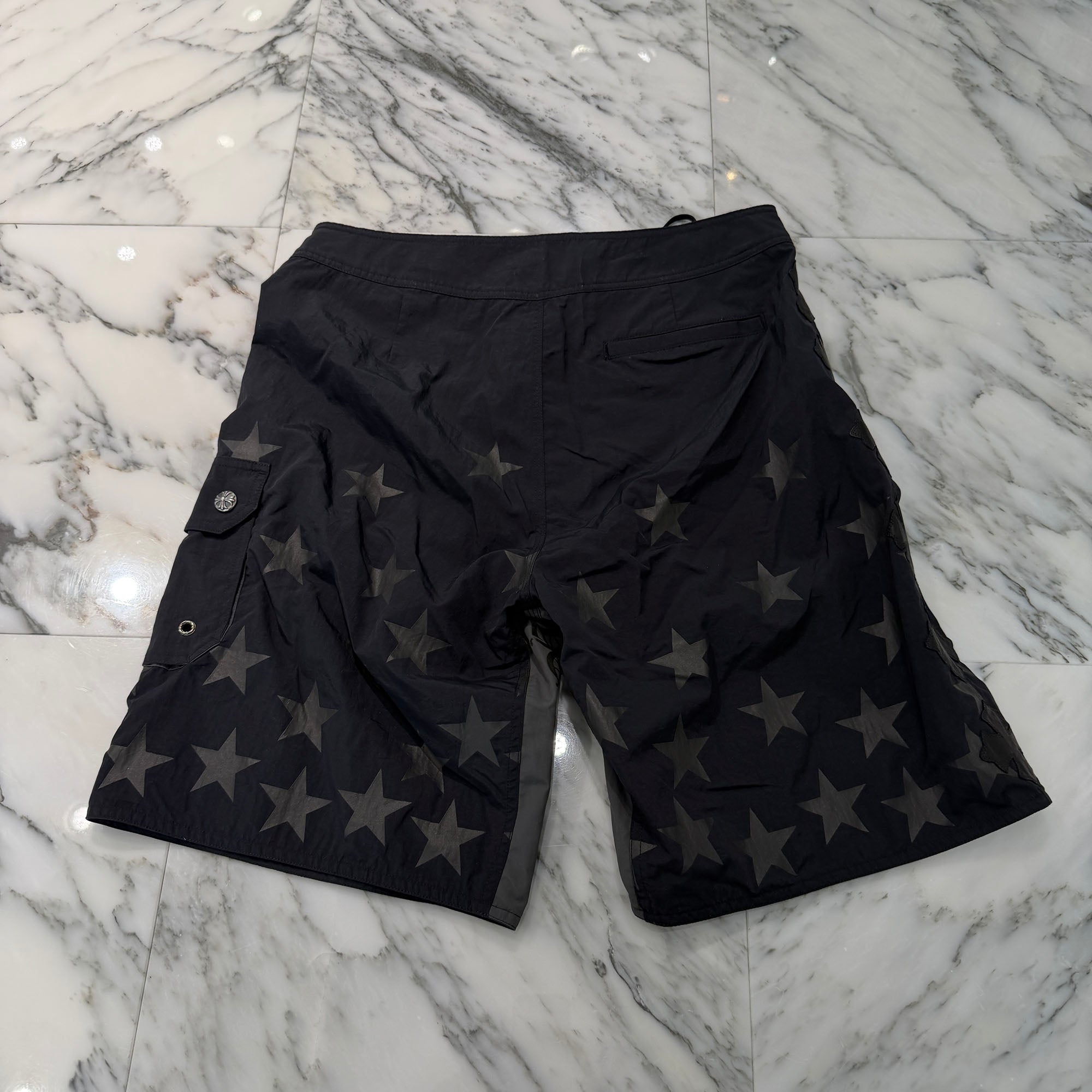 CHROME HEARTS 1 Cross Leather Patch Star Surf Short Pants Size 33 クロムハーツ 1 クロス レザーパッチ スターサーフショートパンツ サイズ33