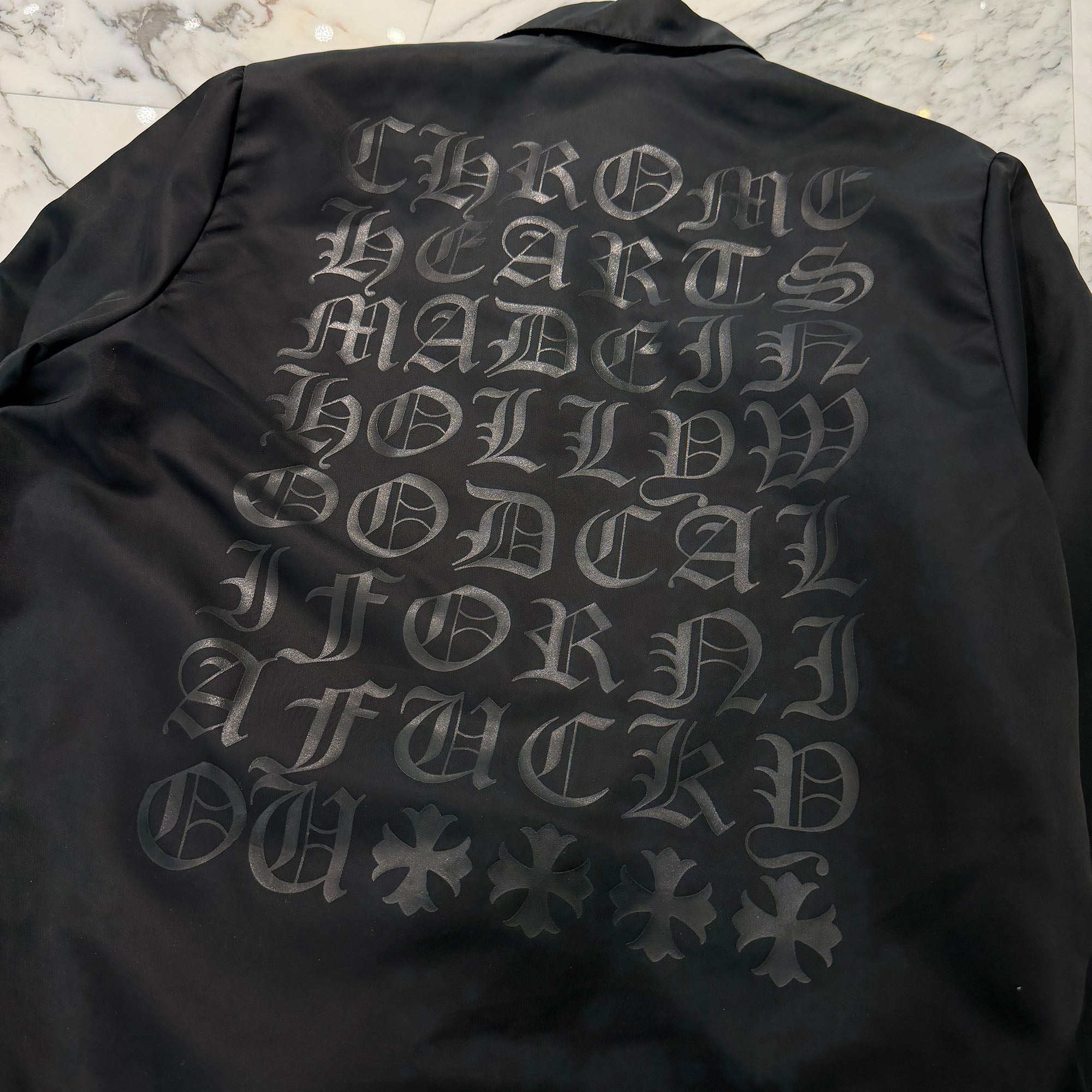 CHROME HEARTS RIGGINS FBRC English Print Nylon Coach Jacket Size M クロムハーツ リギンズ ファブリック イングリッシュ プリント ナイロンコーチジャケット サイズM