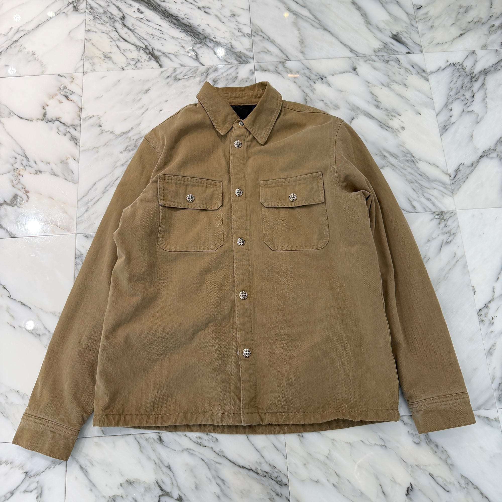 クロムハーツ ワークドッグ ジャケット ヘリンボーン CHROME HEARTS Y NOT WORK DOG Herringbone Shirt Jacket Size L