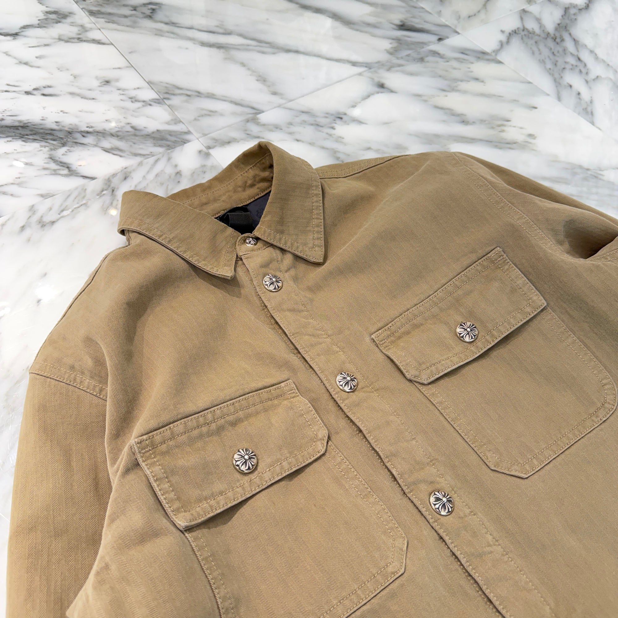 CHROME HEARTS Y NOT WORK DOG Herringbone Shirt Jacket Size L クロムハーツ ワイノット ワークドッグ ヘリンボーン シャツジャケット サイズL