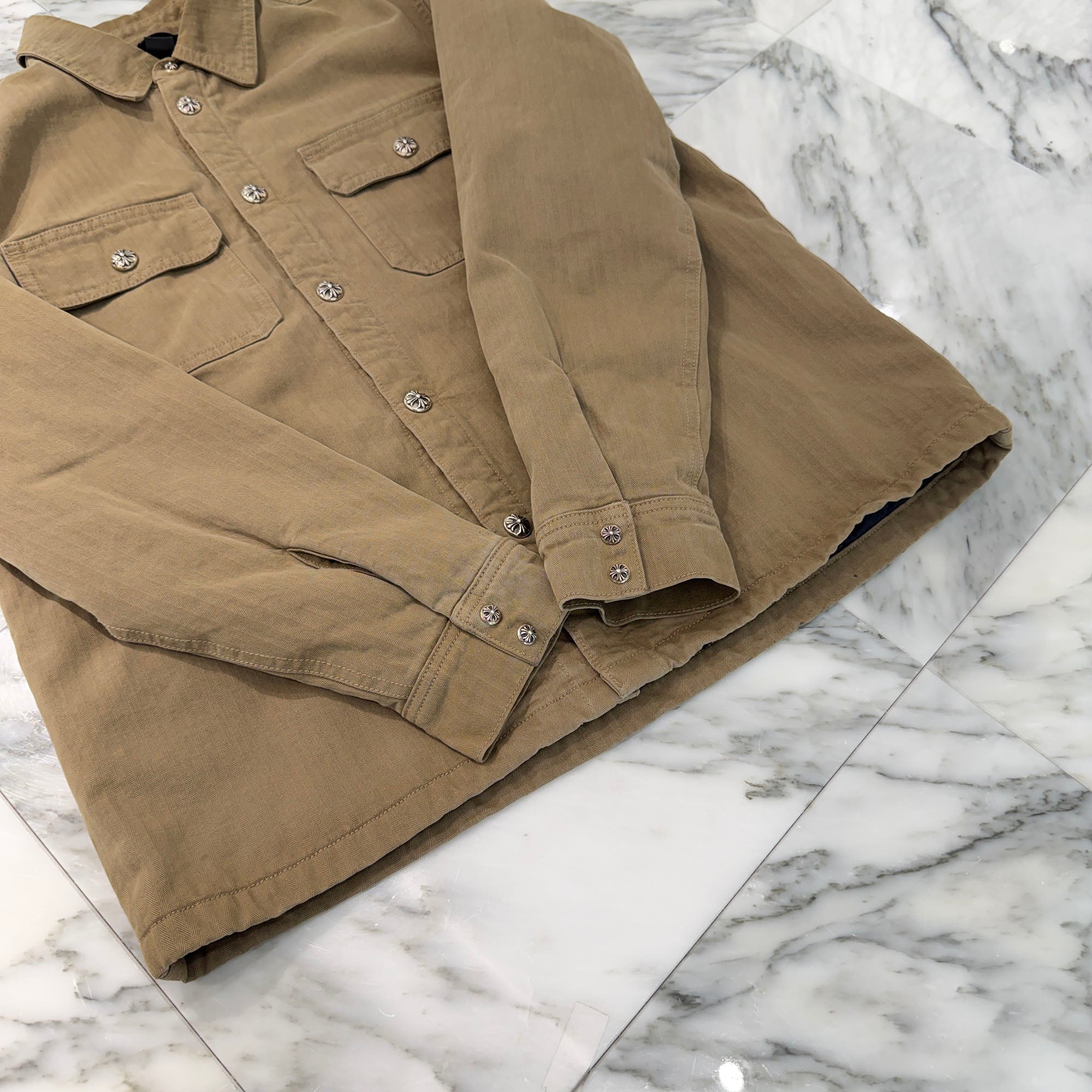 CHROME HEARTS Y NOT WORK DOG Herringbone Shirt Jacket Size L