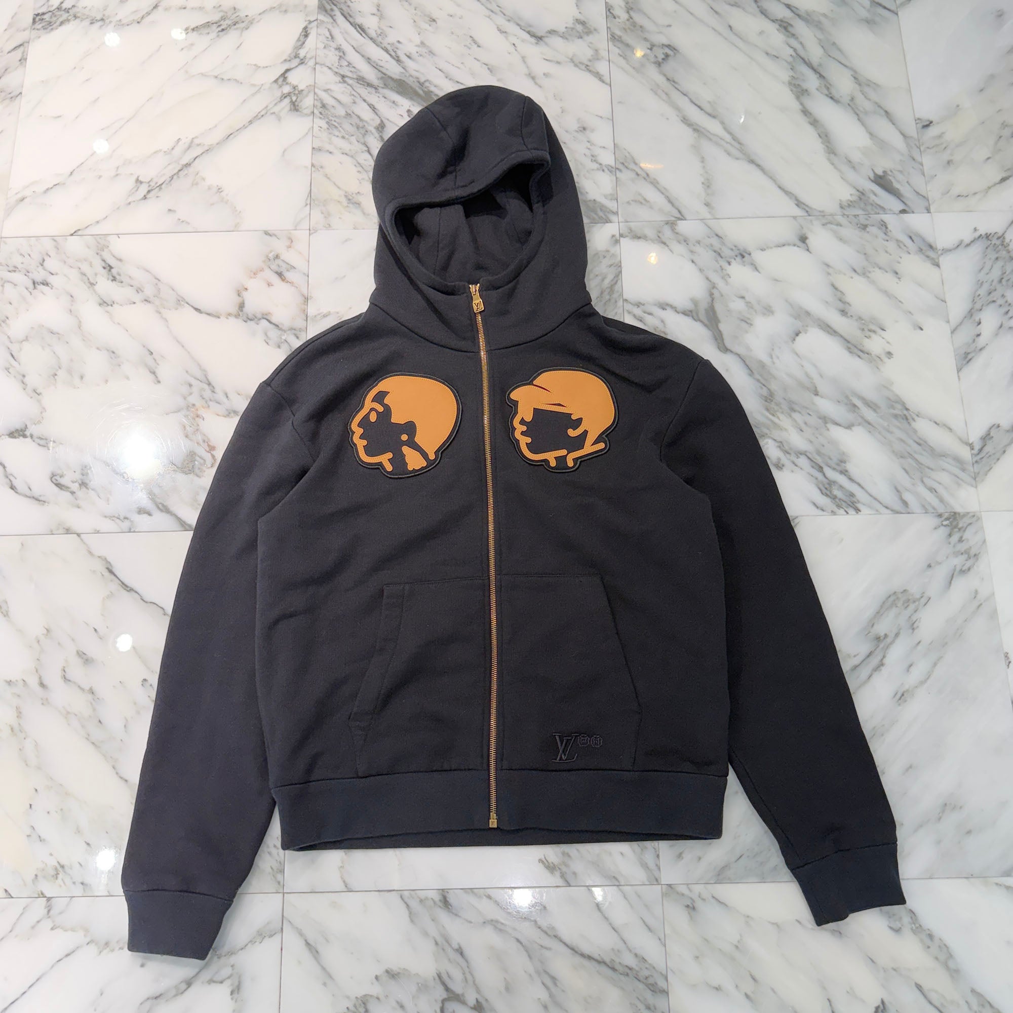 LOUIS VUITTON × NIGO 2025AW Face Laether Patch Zip Up Hoodie HTY70W Size M ルイヴィトン × ニゴー フェイスレザーパッチ ジップアップフーディ サイズM